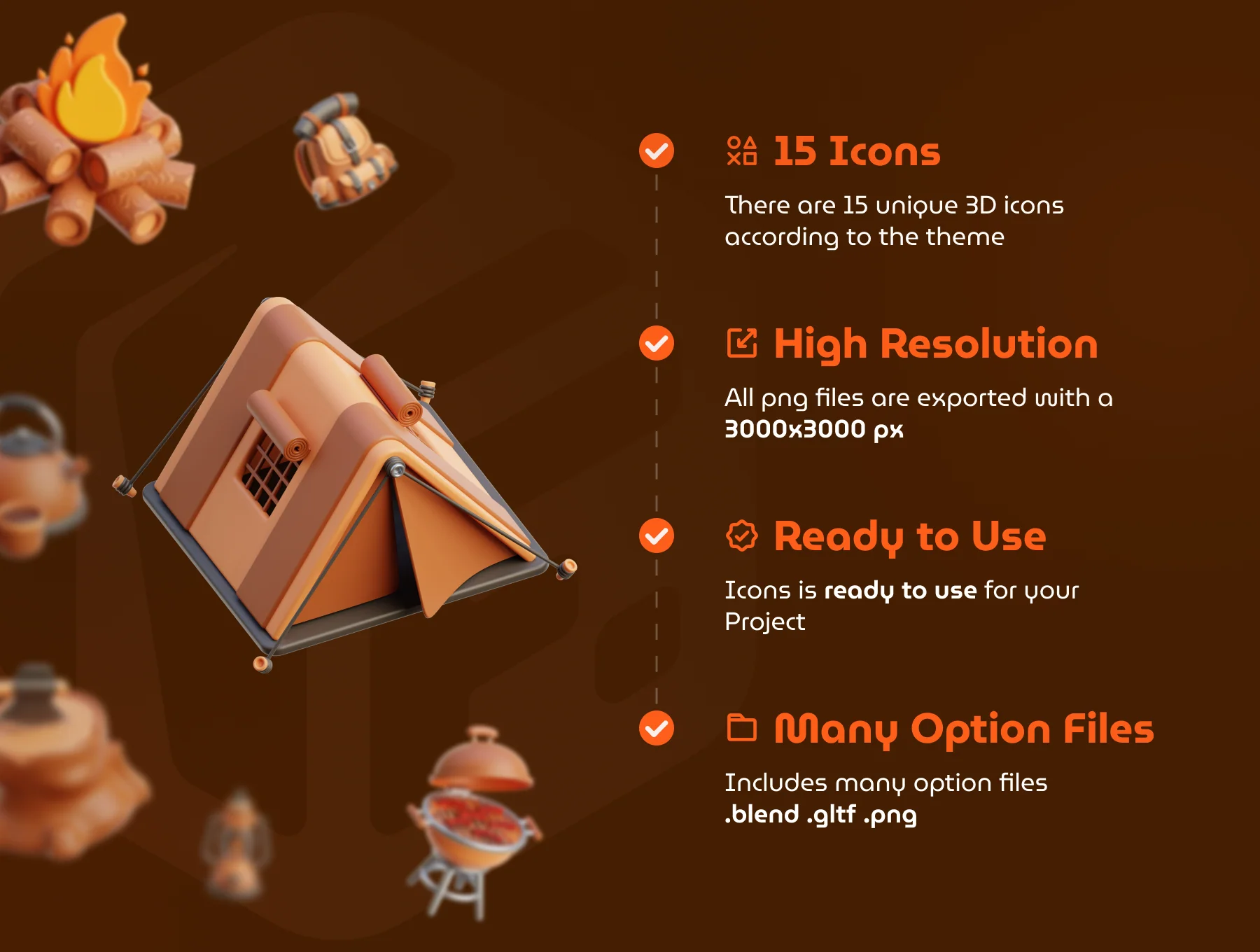 Camping 3D Icon Set 3