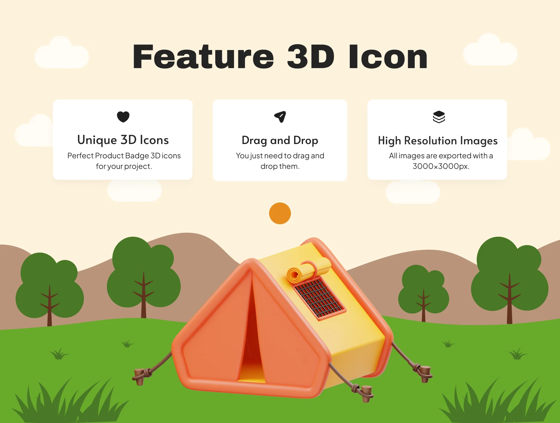 Camping Tent 3D Icon Set 2