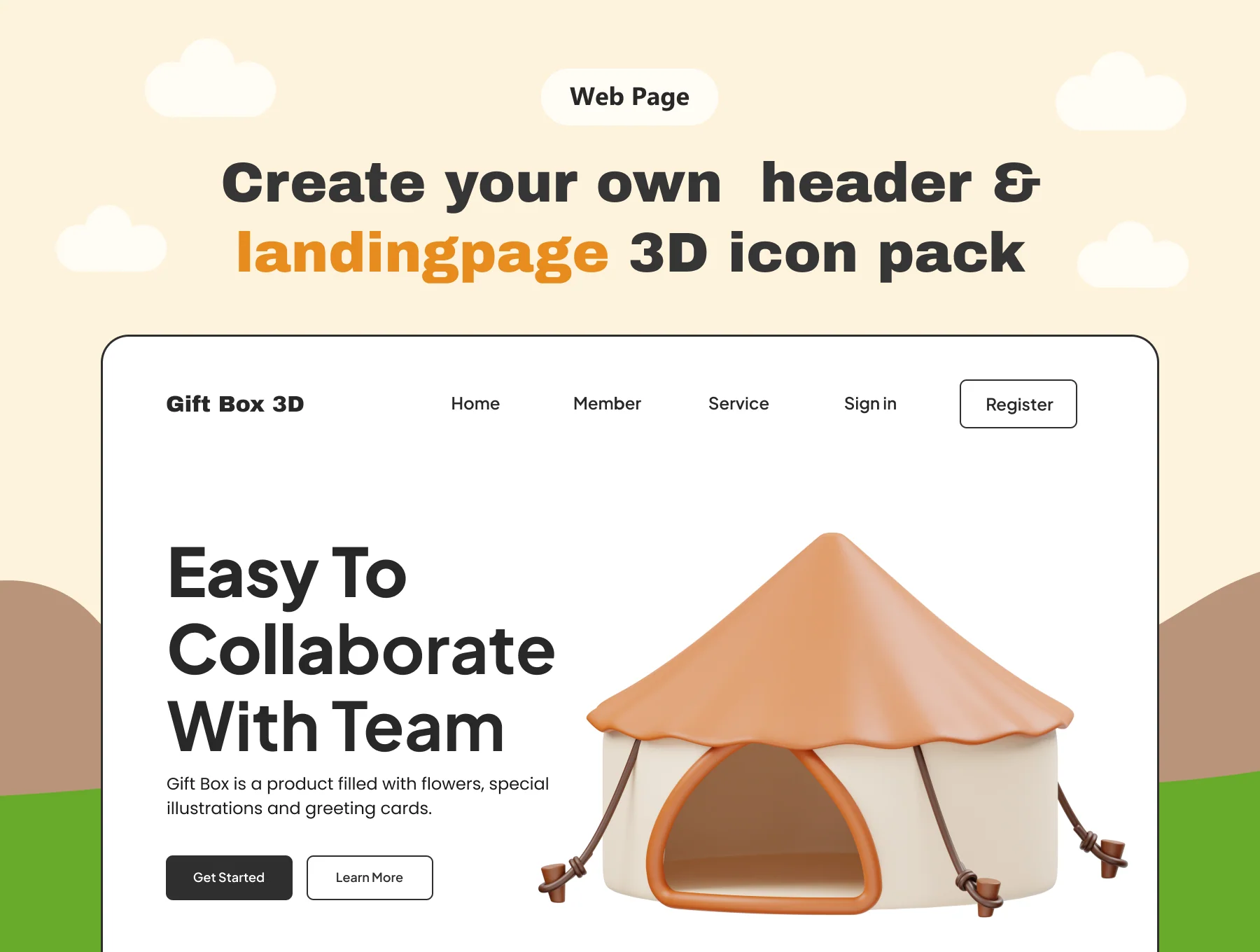 Camping Tent 3D Icon Set 3