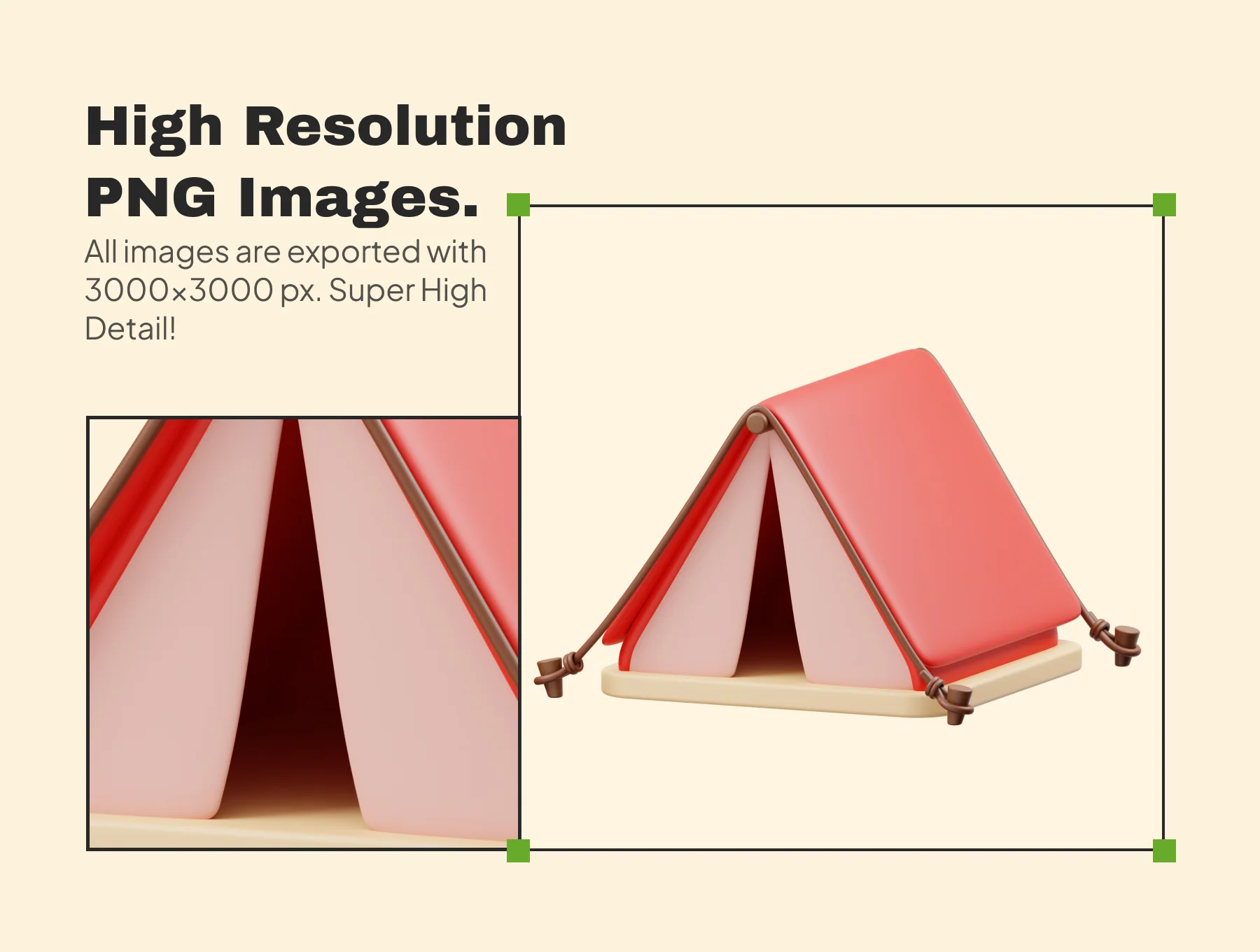 Camping Tent 3D Icon Set 7