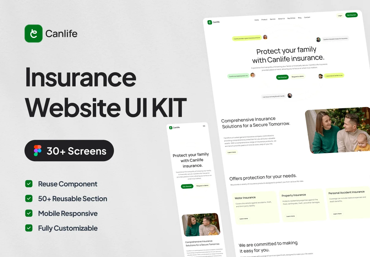 Insurance Website UI Kit - Canlife