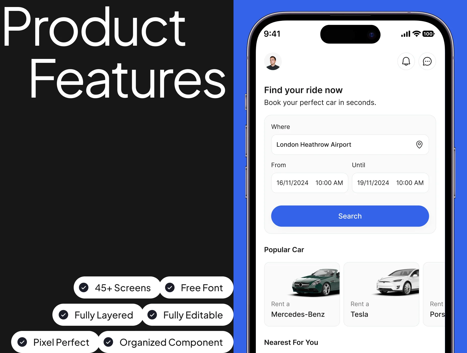 Car Rent App UI Kit