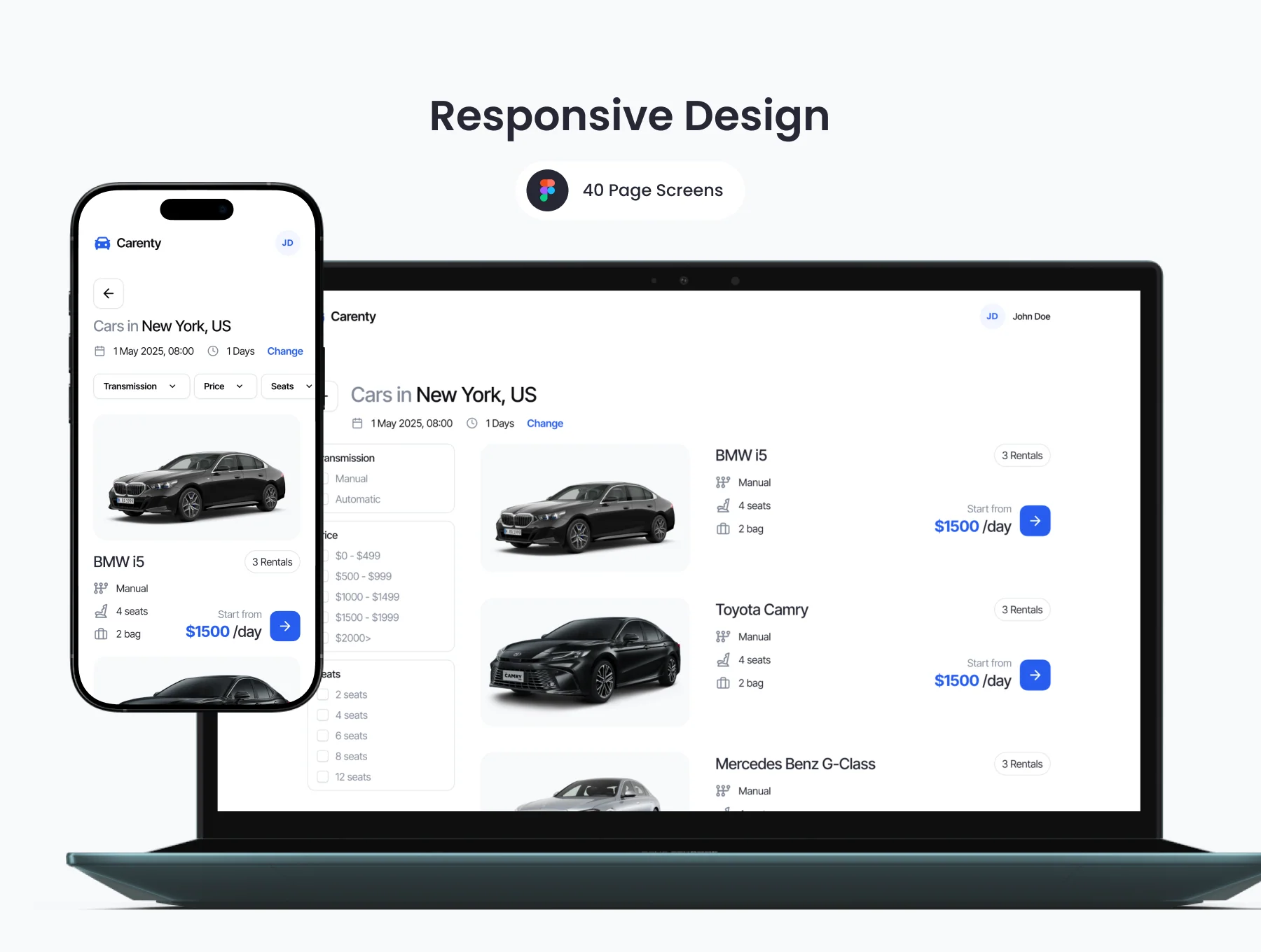 Carenty - Car Rental Web UI Kit 5