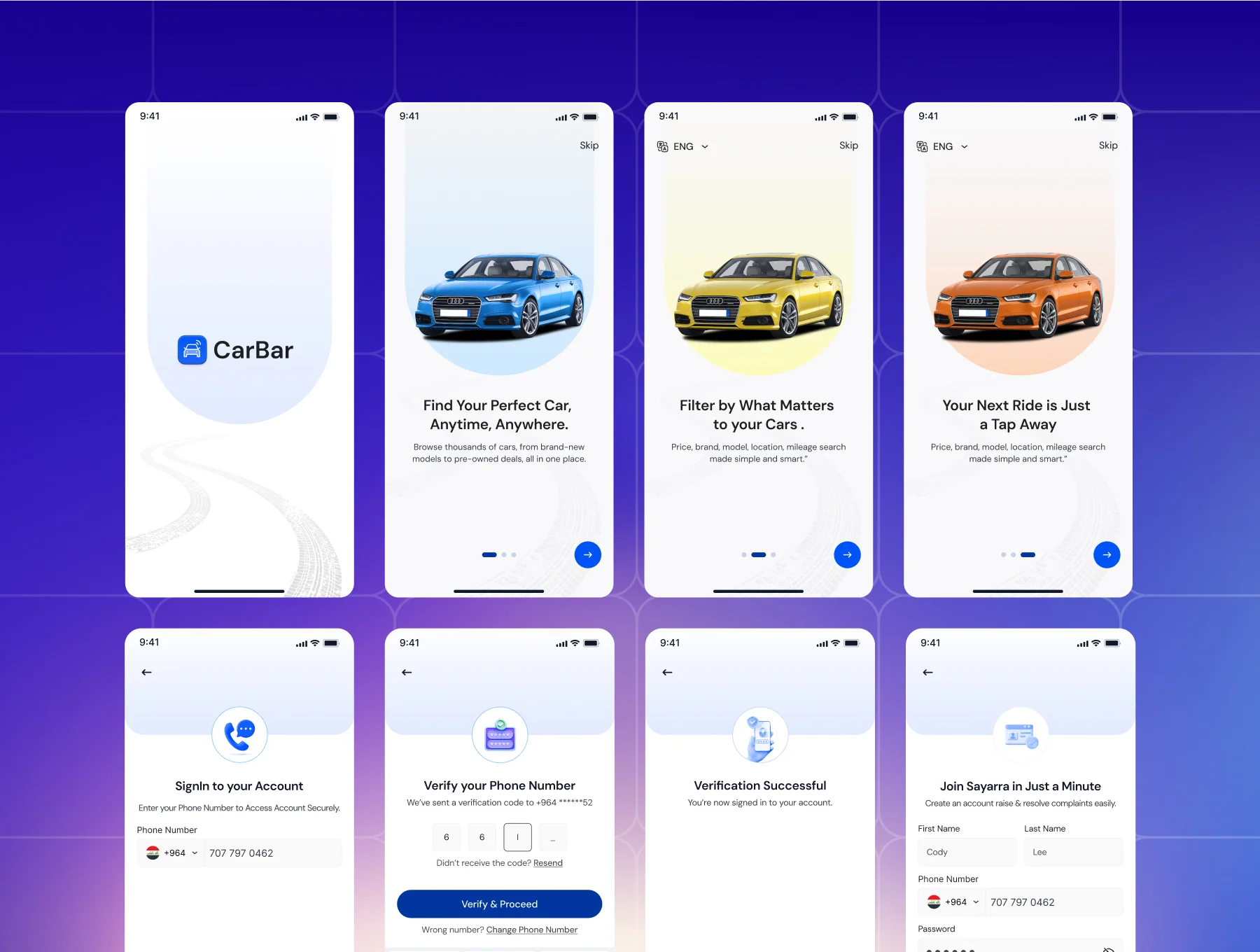 CarBar – Car Listing Mobile App UI Kit 5