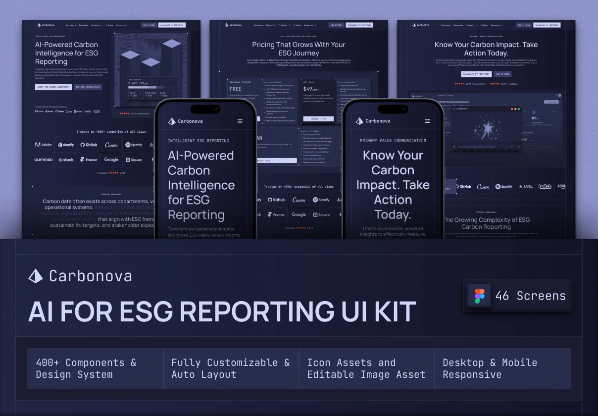 Carbonova - AI for ESG Reporting Website UI Kit