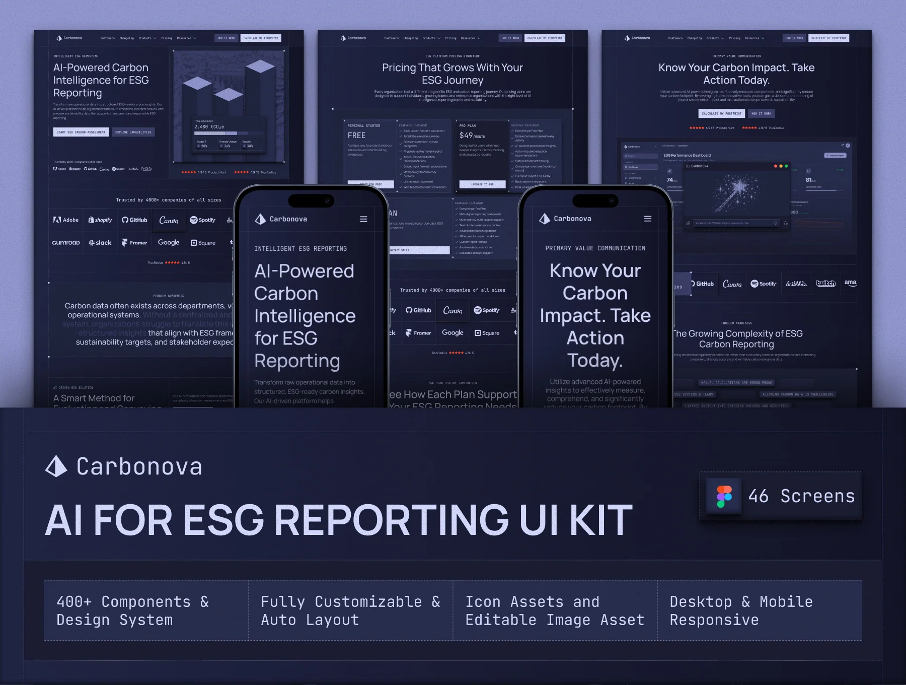 Carbonova - AI for ESG Reporting Website UI Kit