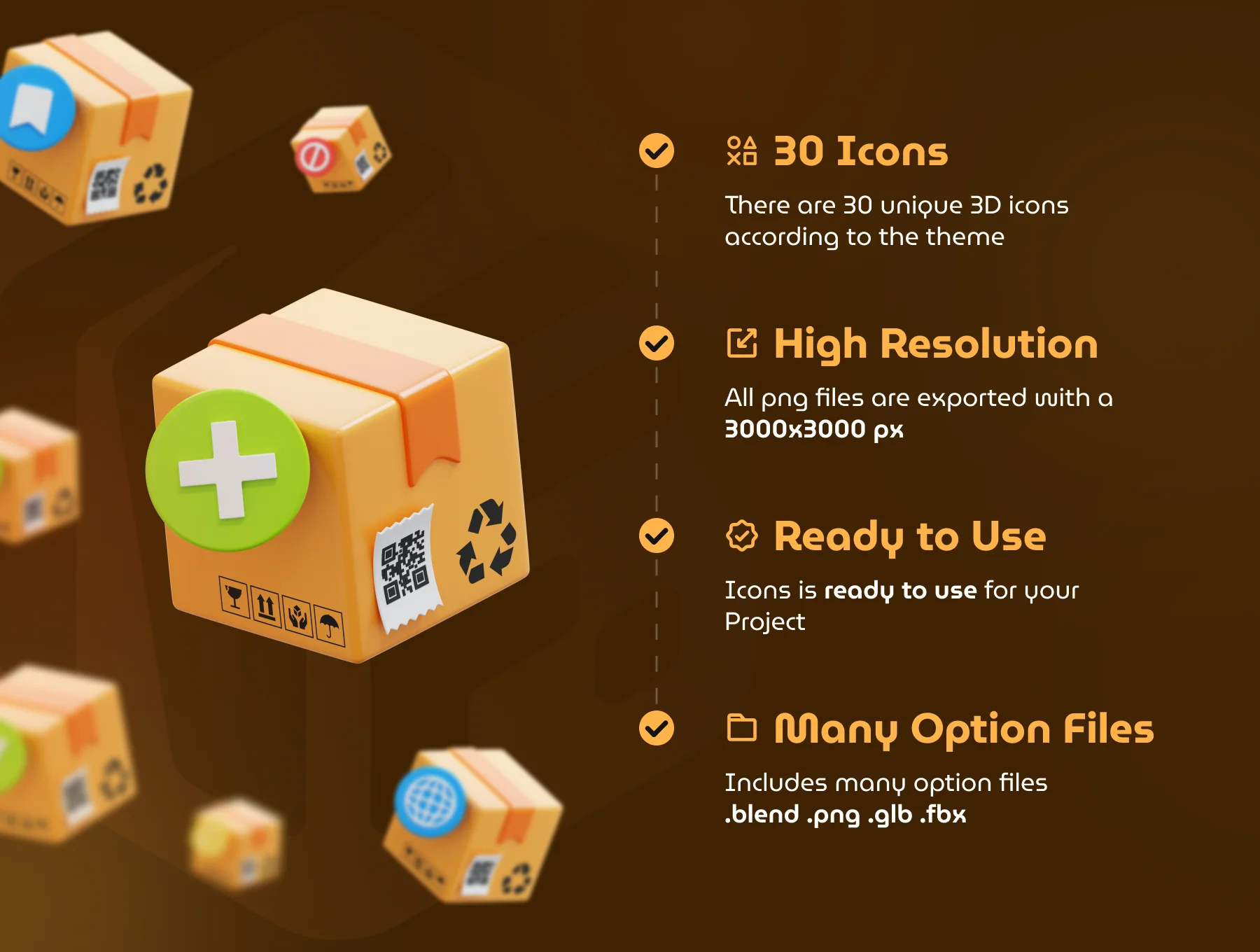 Cardboard Box 3D Icon Set 3