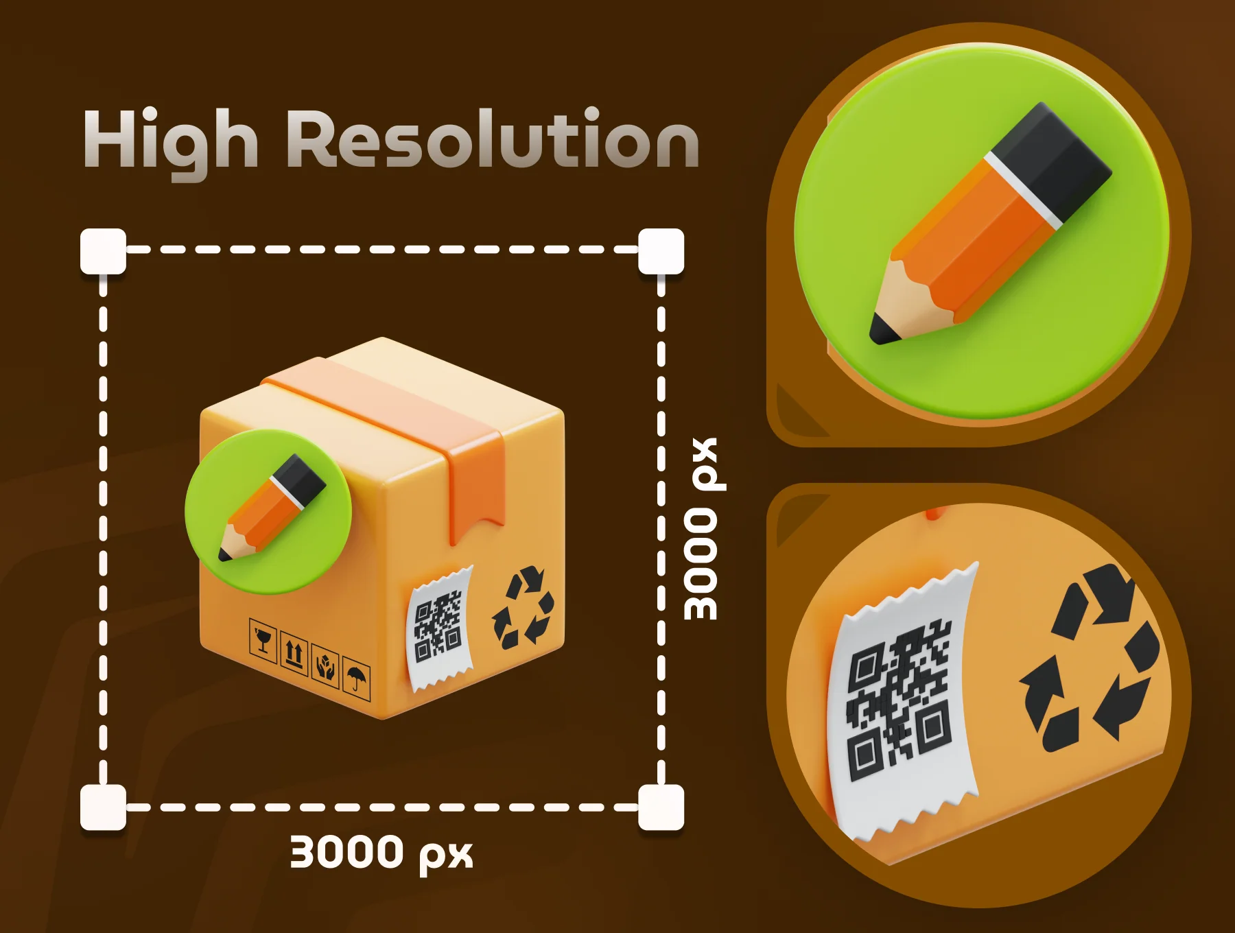 Cardboard Box 3D Icon Set 4