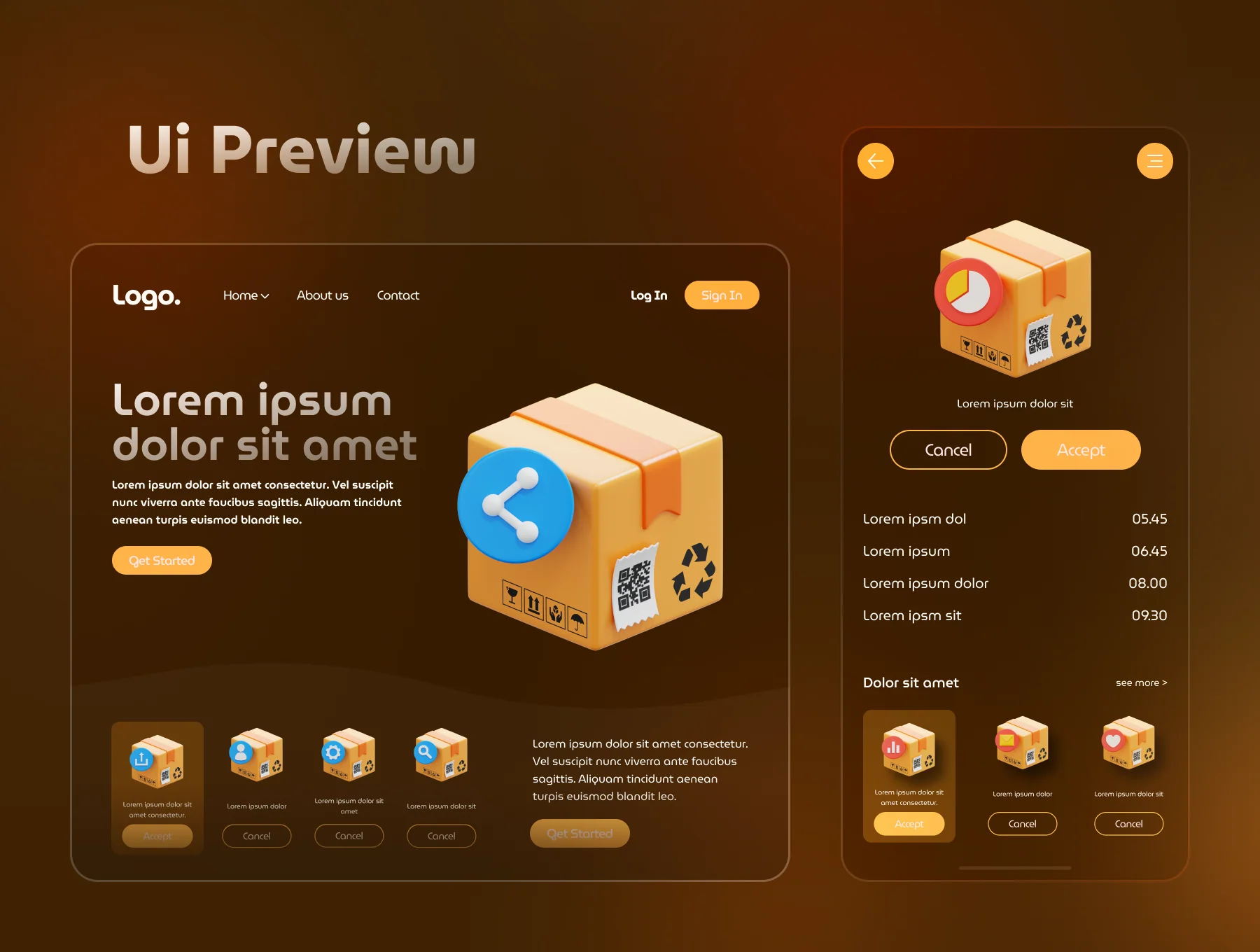 Cardboard Box 3D Icon Set 5