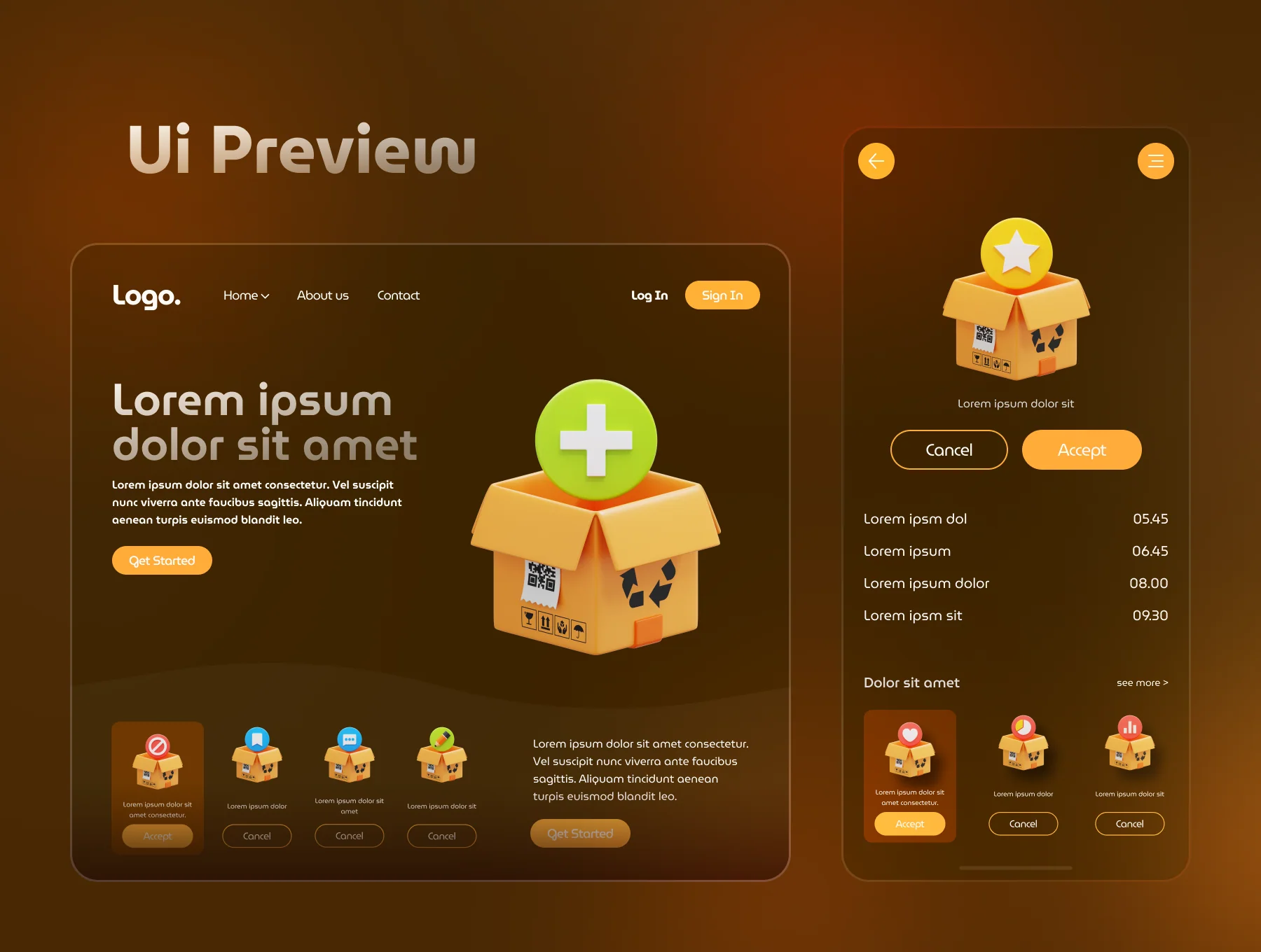 Cardboard Box Open 3D Icon Set 5