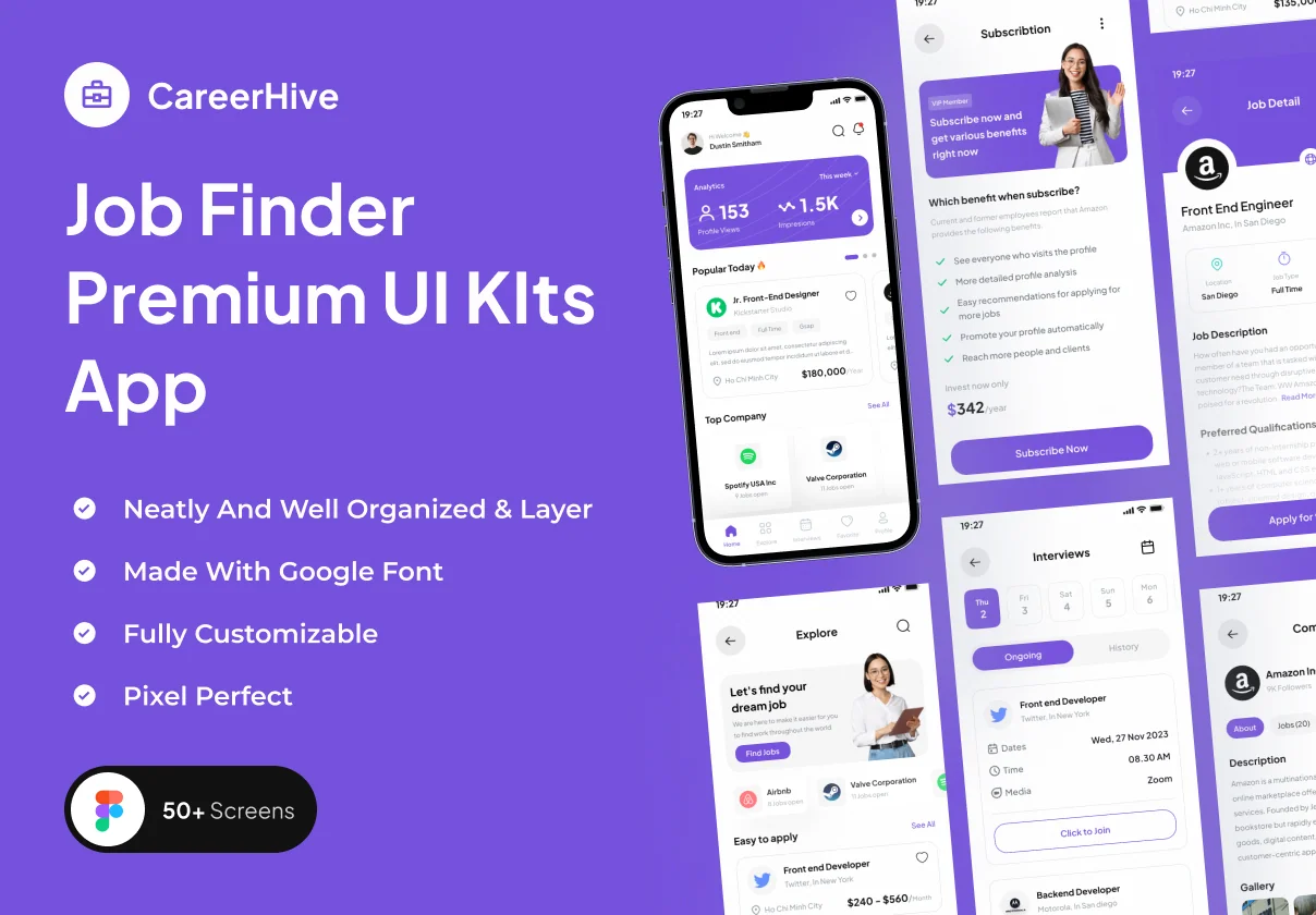 CareerHive - Job Finder Premium UI KIts App