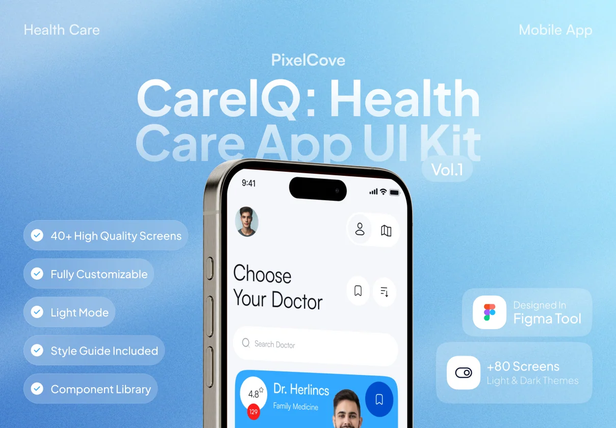 CarelQ: Health Care App UI Kit