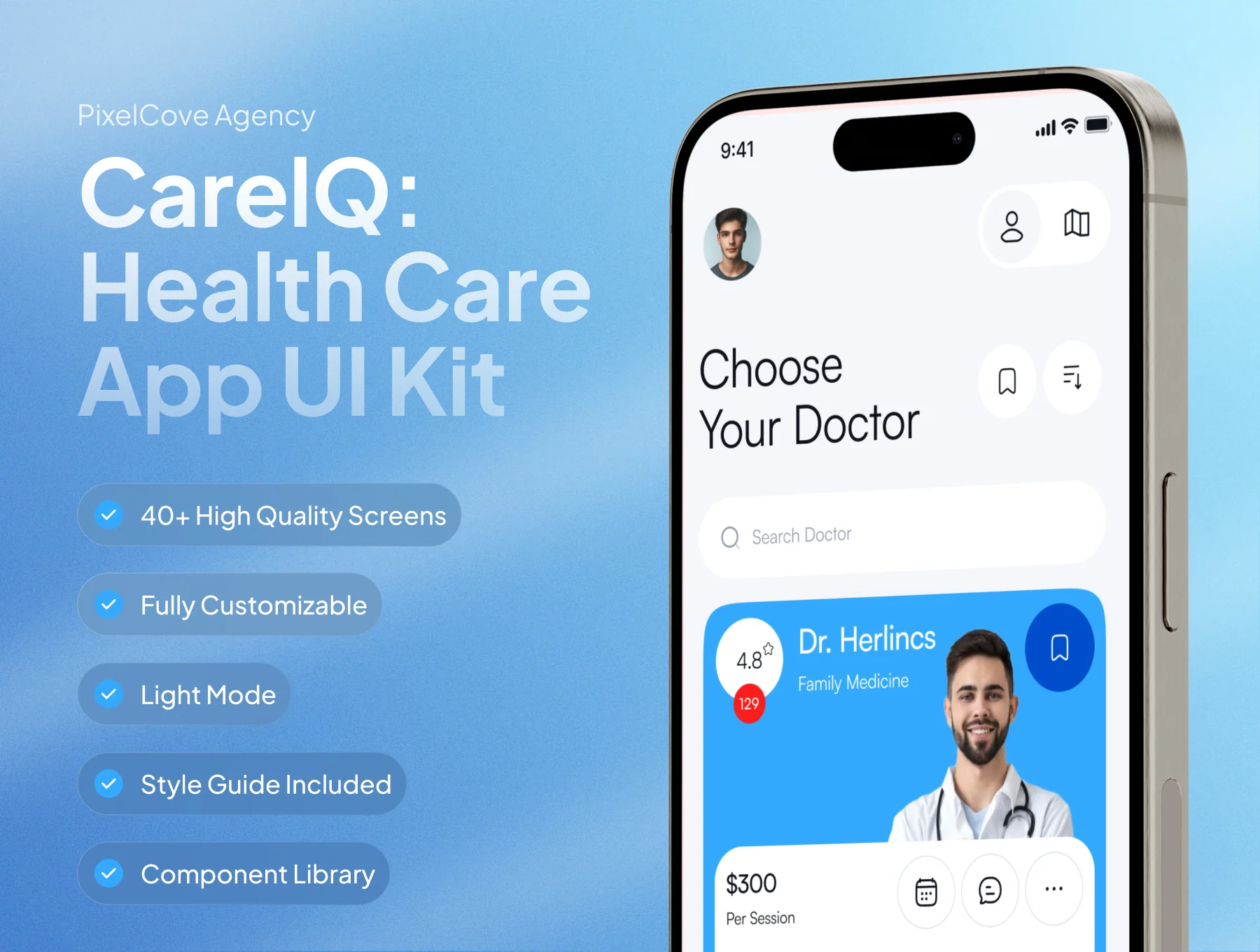 CarelQ: Health Care App UI Kit