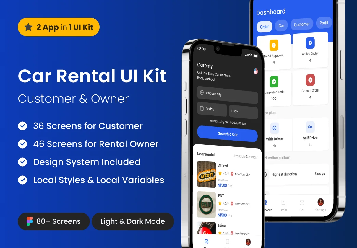 Carenty - Car Rental App UI Kit
