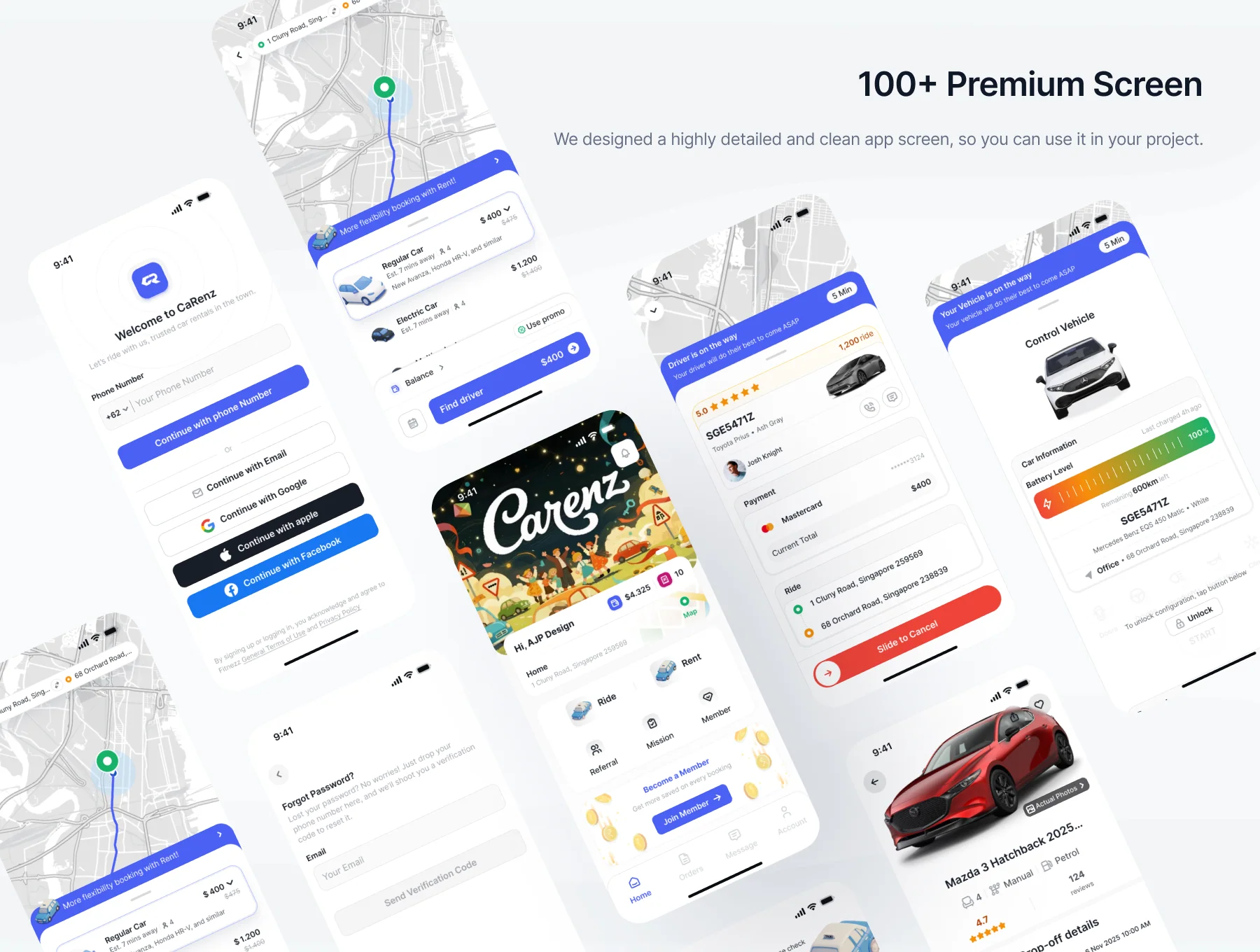 CaRenz – Car Rent Mobile App UI KIT 3