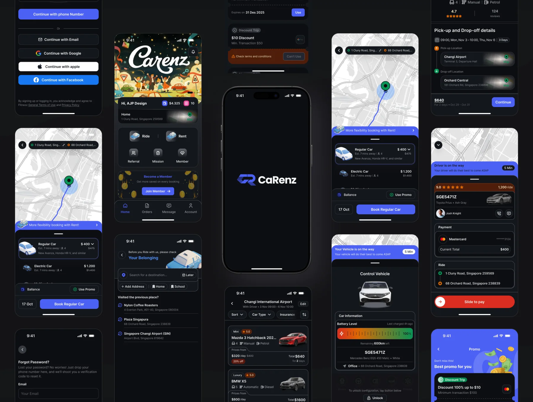 CaRenz – Car Rent Mobile App UI KIT 6