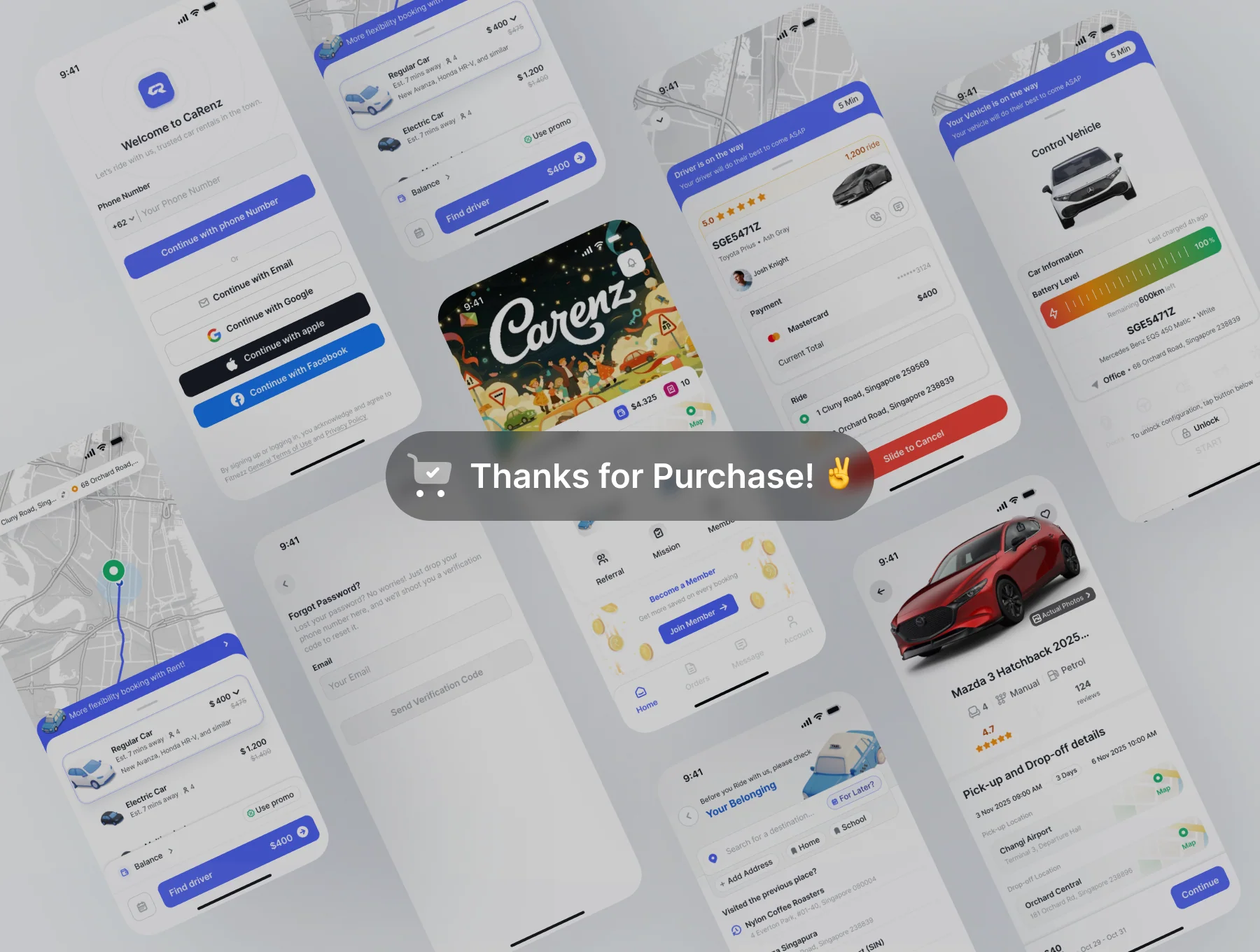 CaRenz – Car Rent Mobile App UI KIT 8