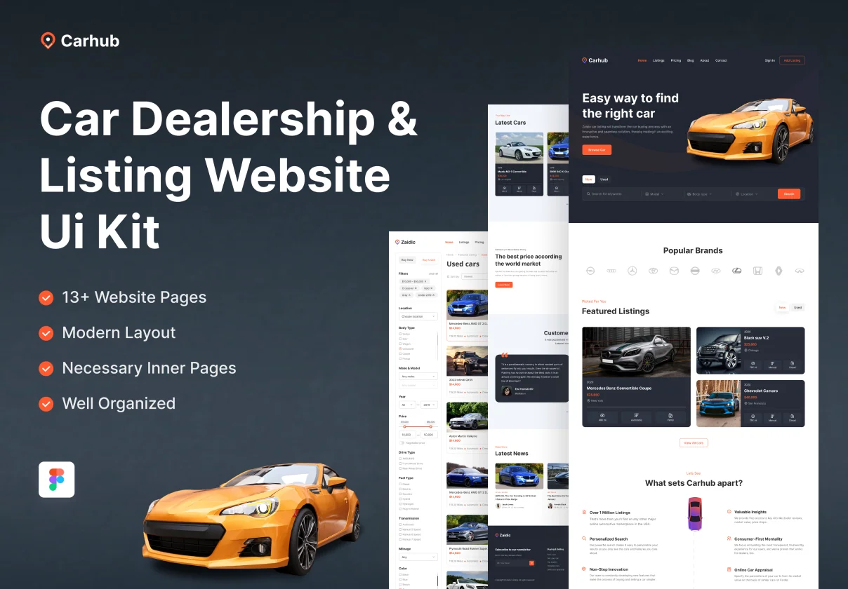 Carhub - Car Dealership & Listing Website UI Kit