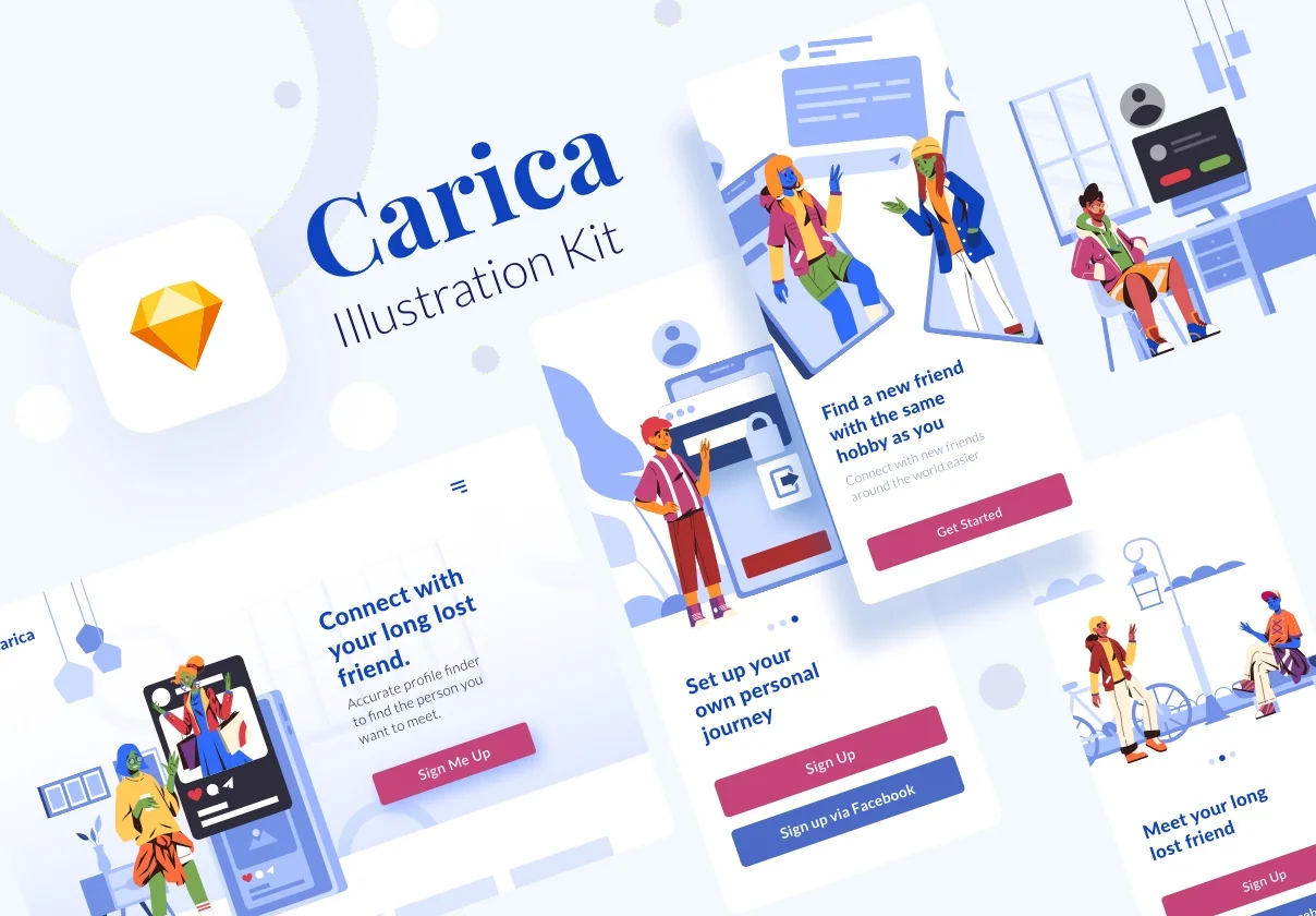 Carica Social-Themed Illustration Kit