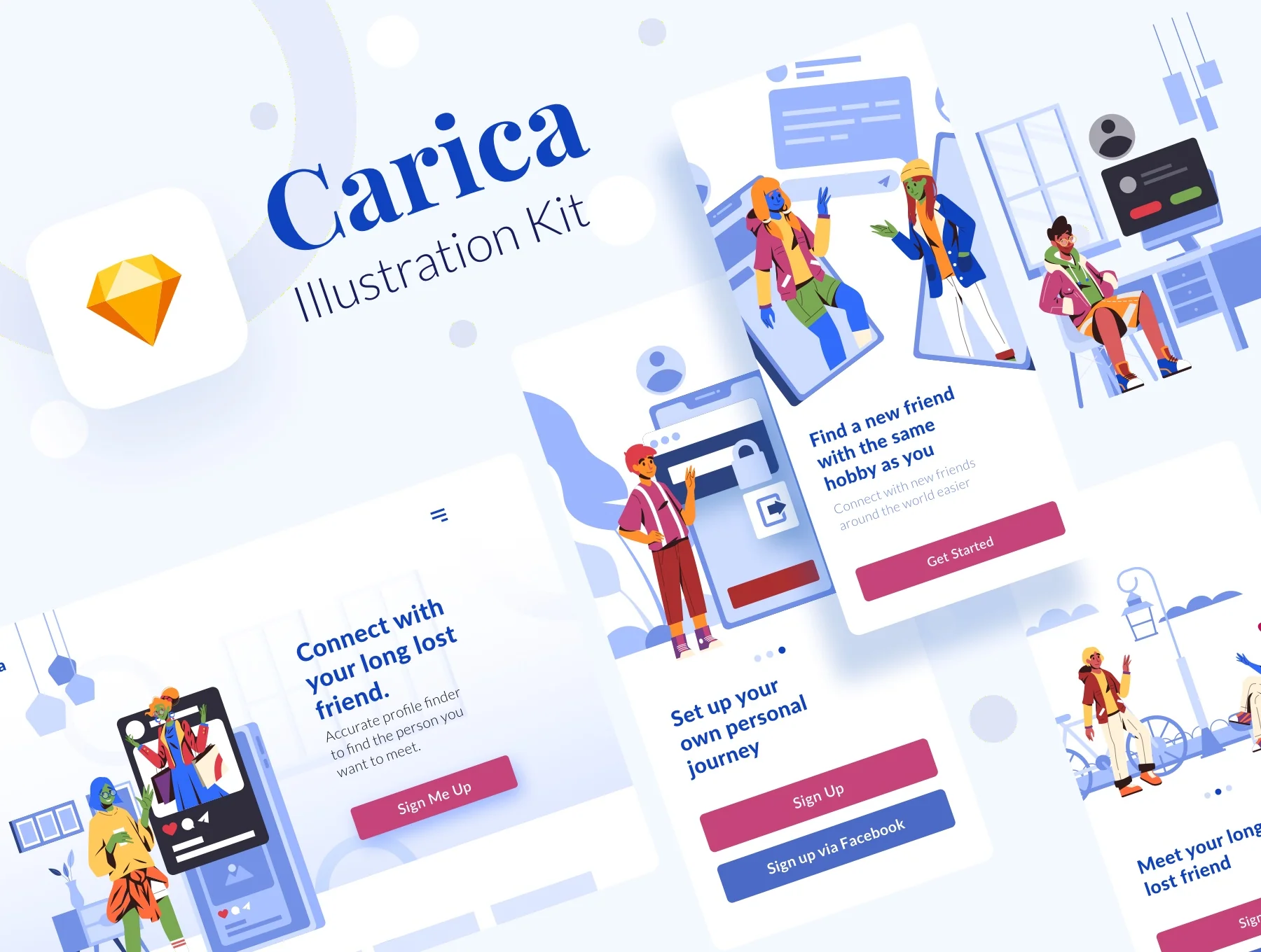 Carica Social-Themed Illustration Kit