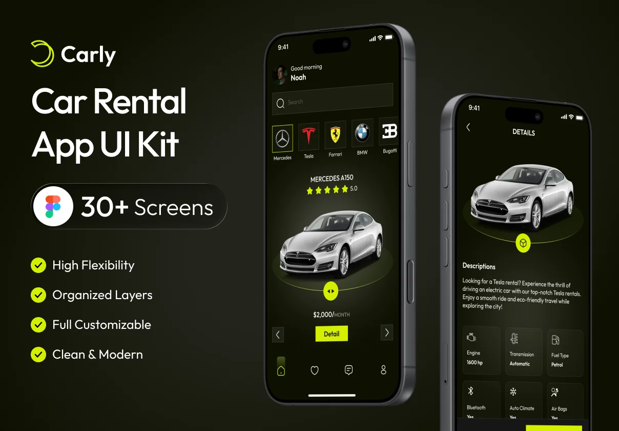 Carly - Car Rental App UI Kit