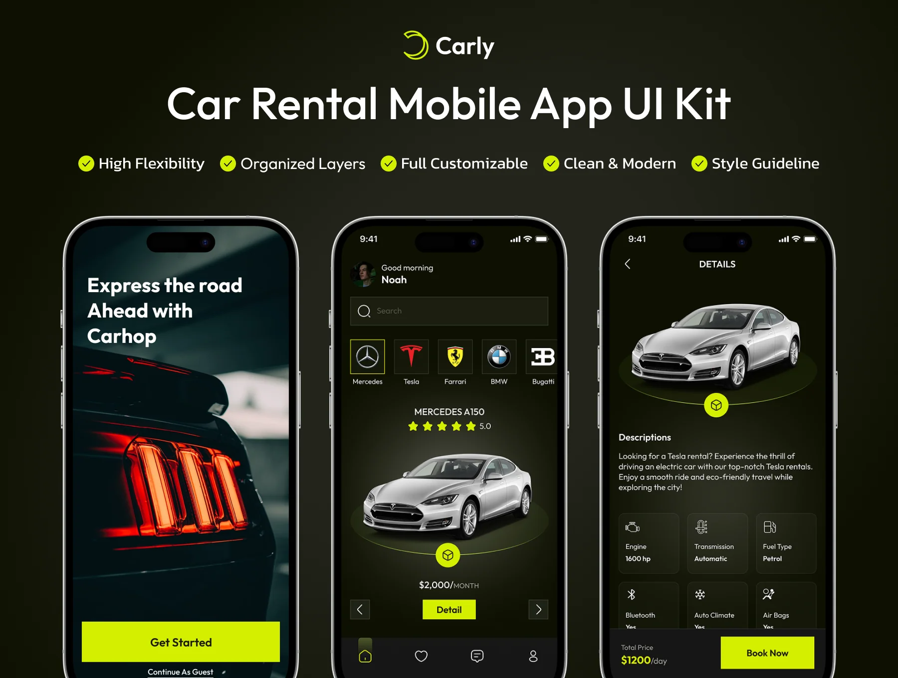 Carly - Car Rental App UI Kit