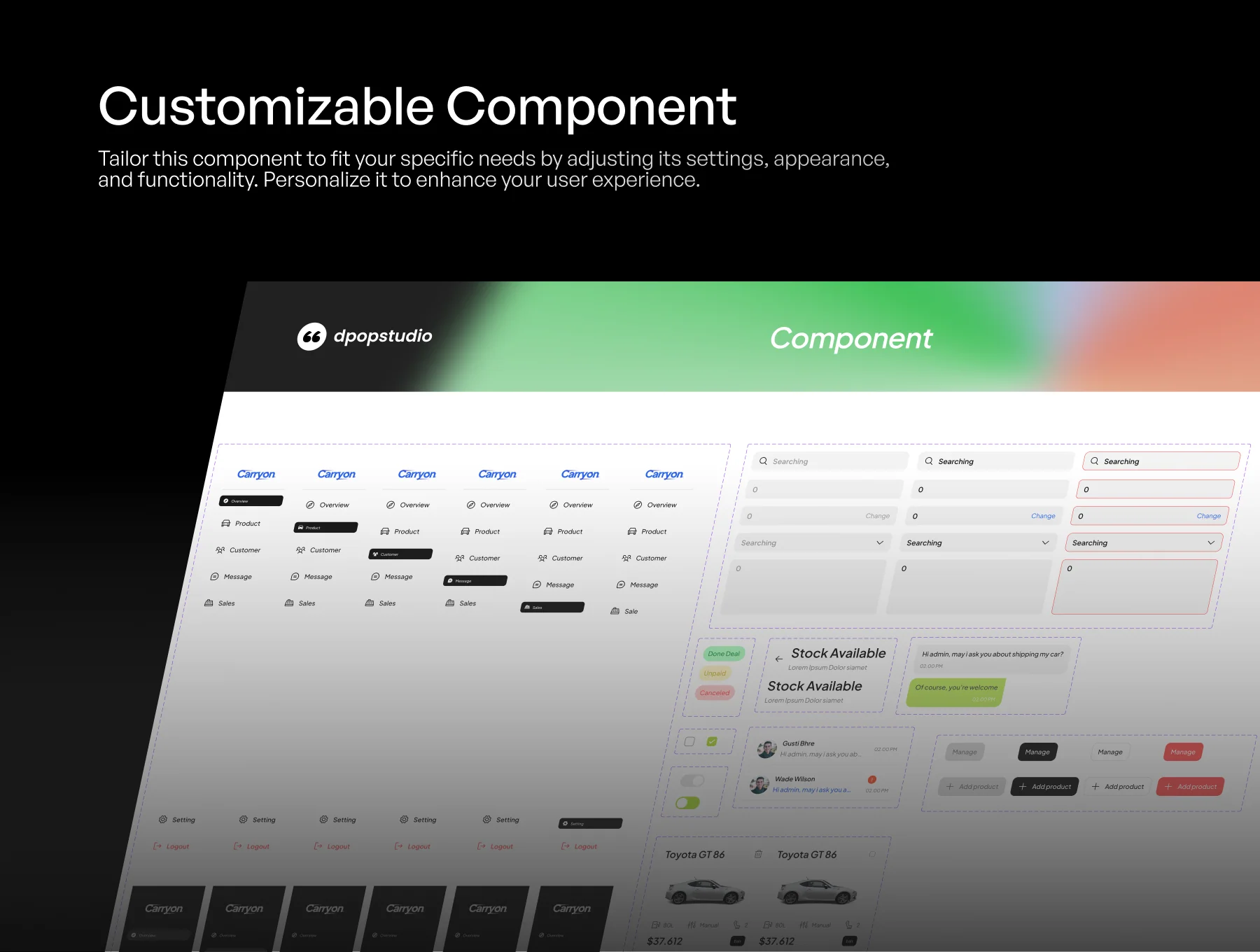 CarryOn - Car Sales Dashboard UI KIT 3