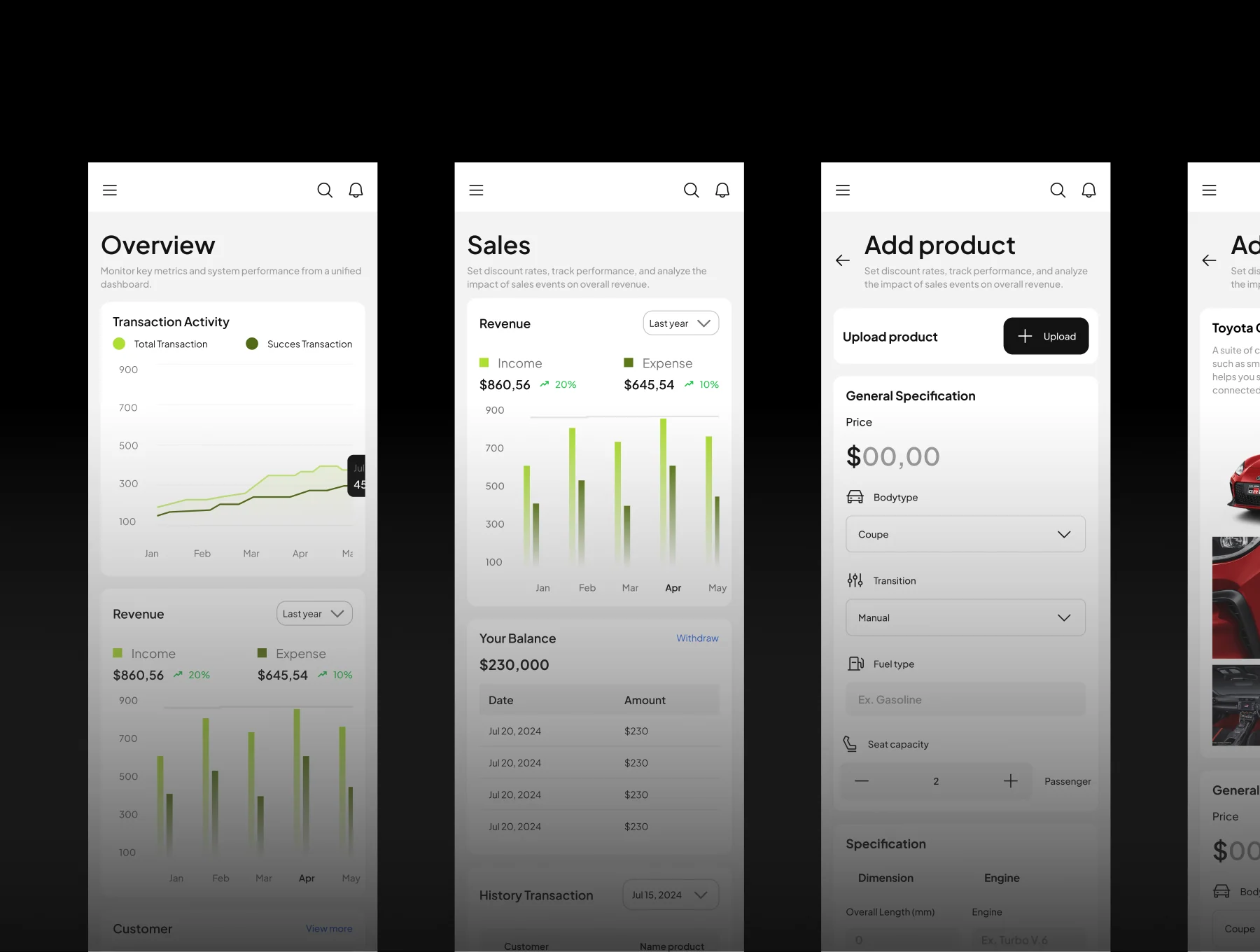 CarryOn - Car Sales Dashboard UI KIT 6