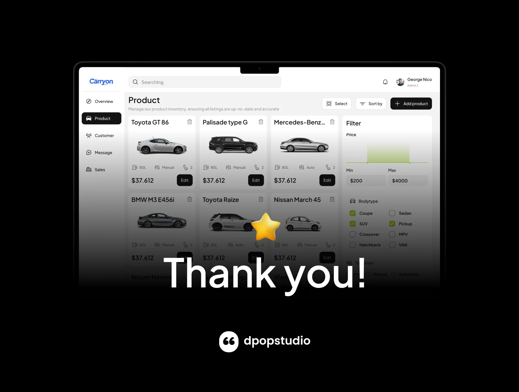 CarryOn - Car Sales Dashboard UI KIT 8