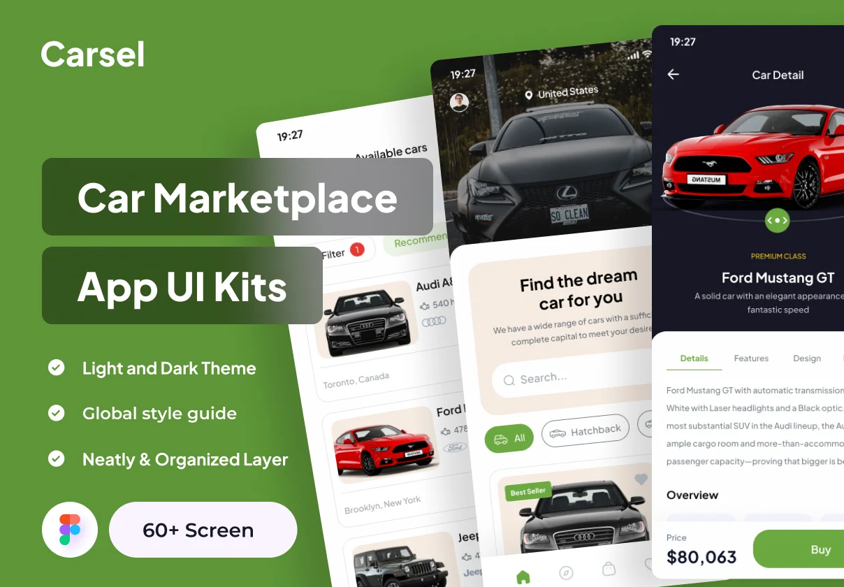 Carsel - Car Marketplace App UI Kits