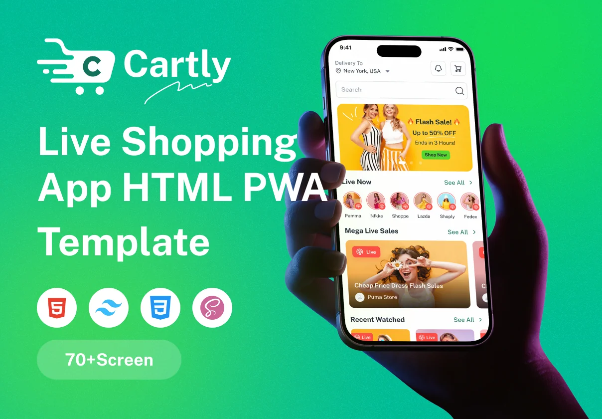 Cartly - Live Shpping HTML PWA Template