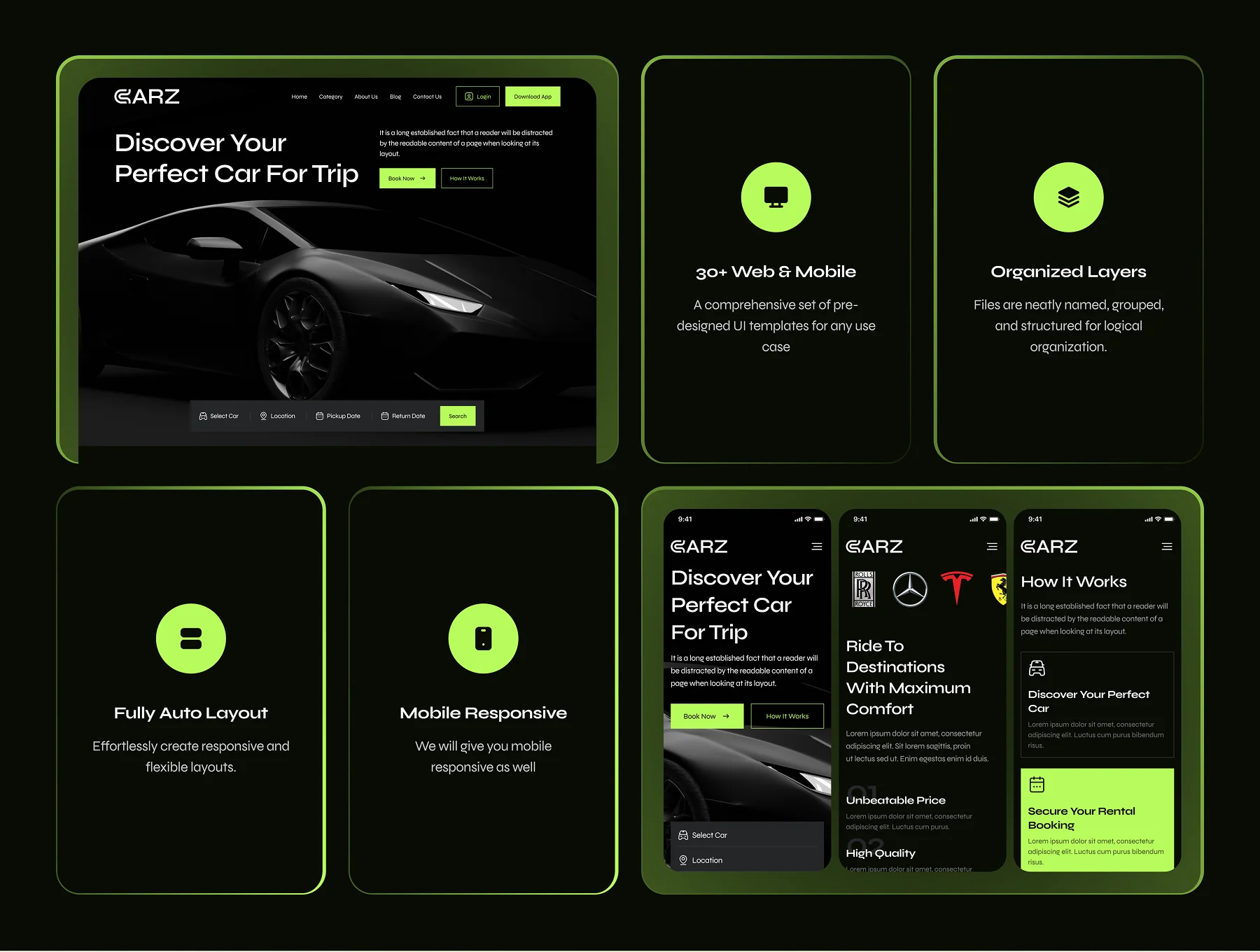 CARZ - Car Rental Website Framer Template 2