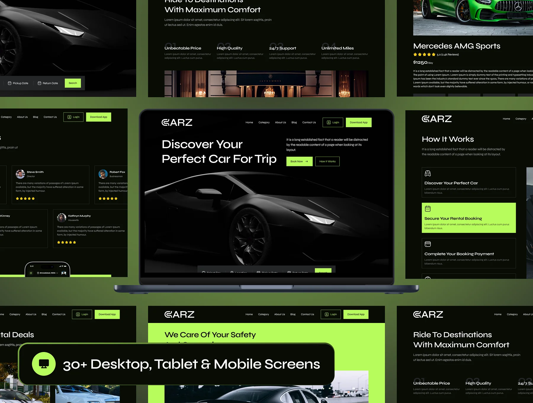 CARZ - Car Rental Website Framer Template 3