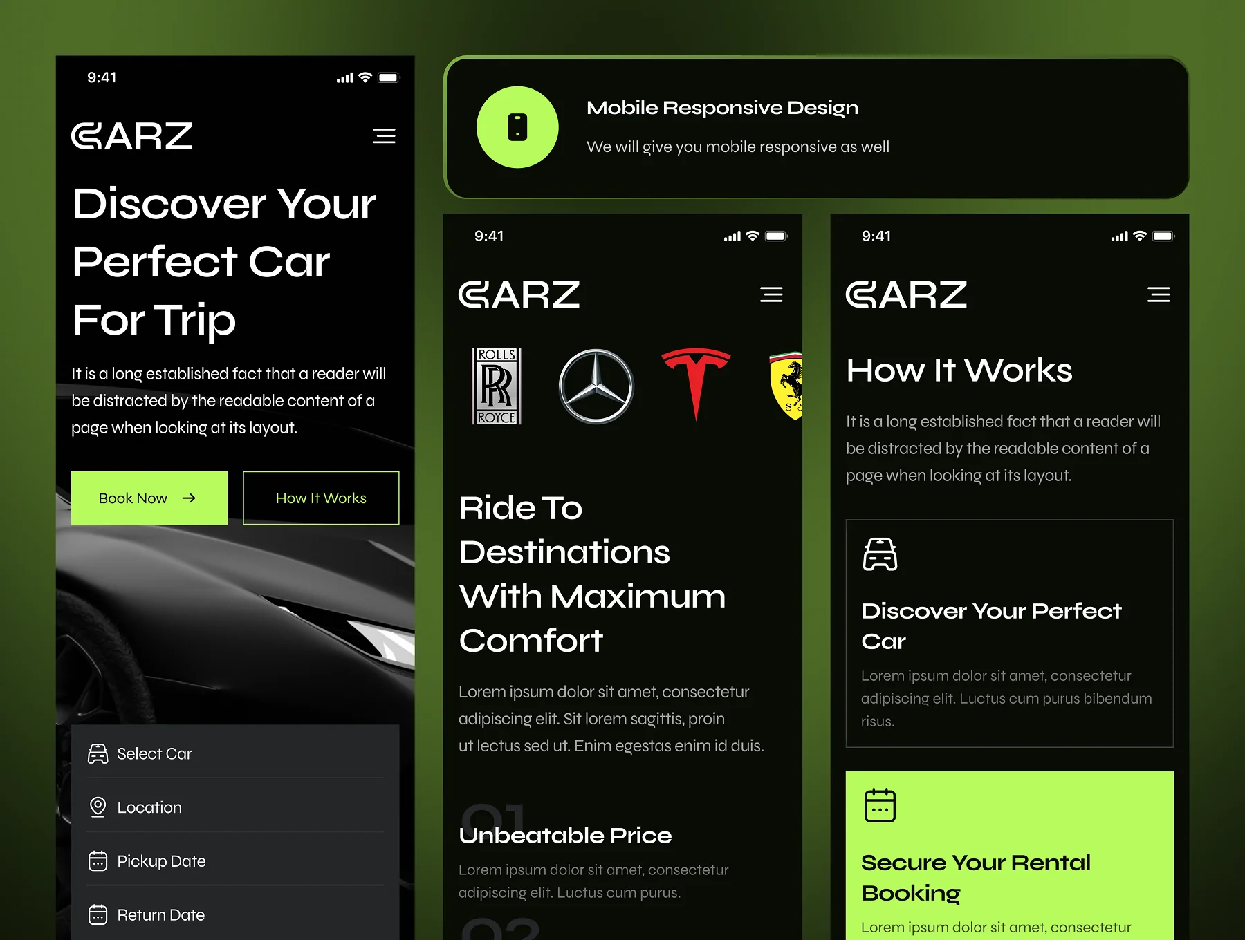 CARZ - Car Rental Website Framer Template 4