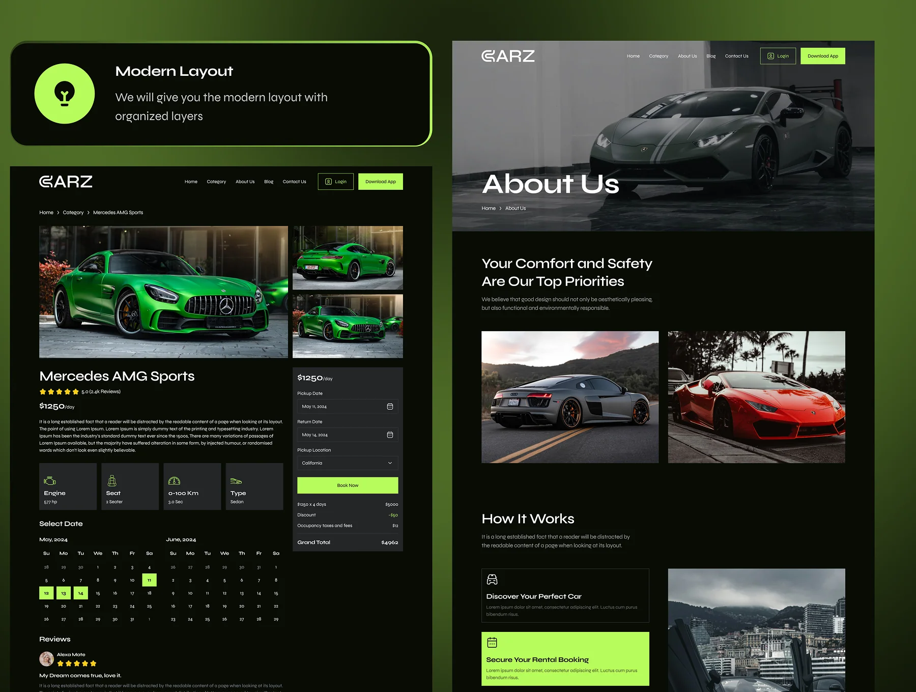 CARZ - Car Rental Website Framer Template 6