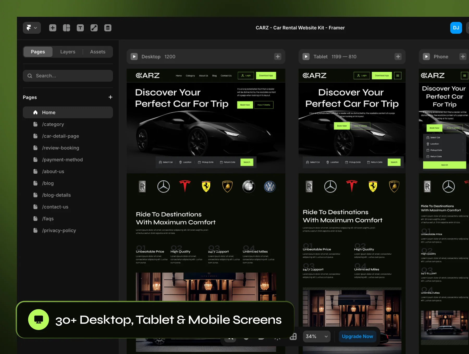 CARZ - Car Rental Website Framer Template 8