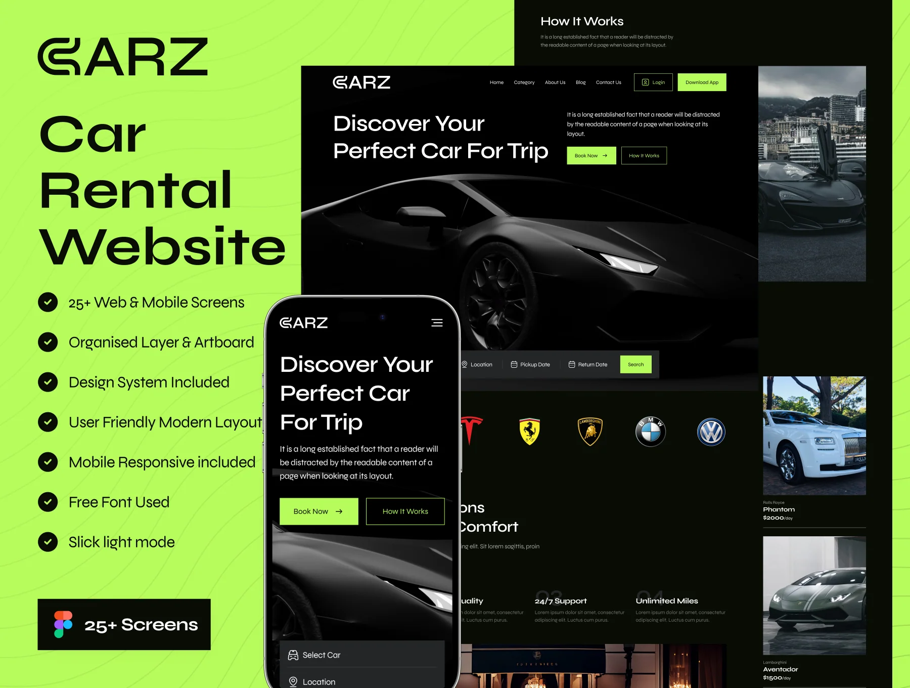 CARZ - Car Rental Website UI Kit