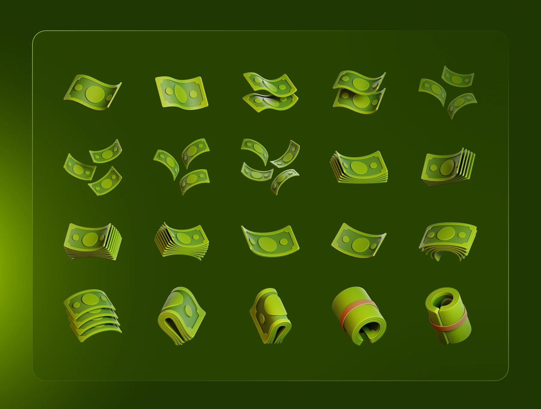 Cash Money 3D Icon Set 6