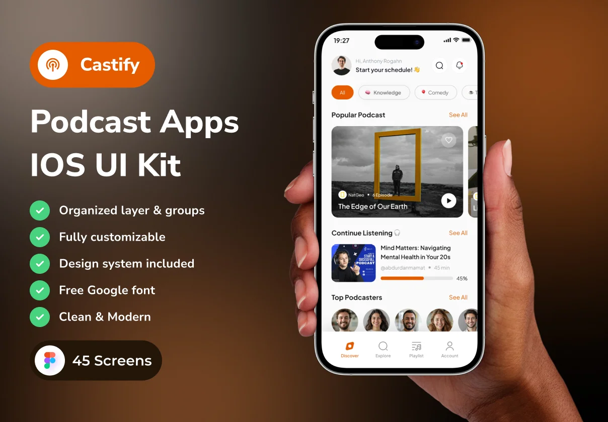 Castify - Podcast App IOS UI Kits