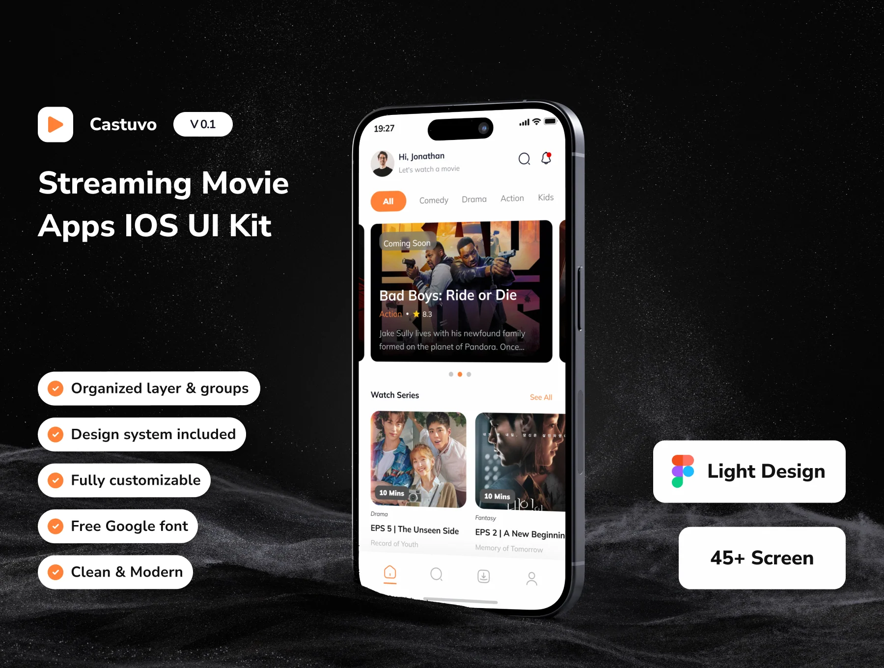 Castuvo - Streaming Movie Mobile App UI Kit