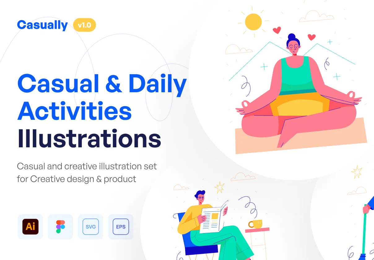 Casually - Casual & Daily Activities Illustration Set