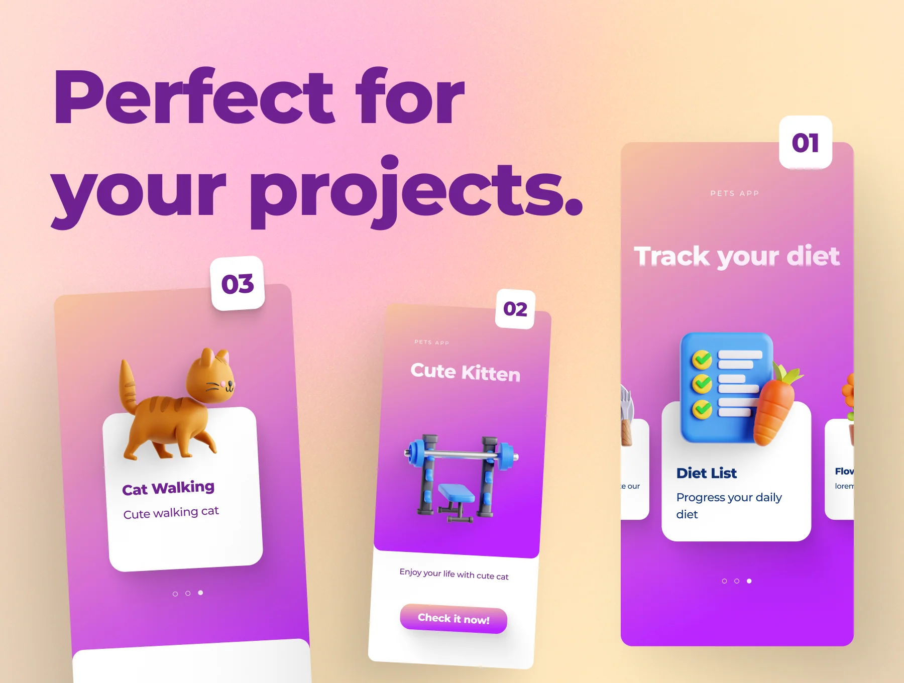 Cat Pose 3D Icon Set 4
