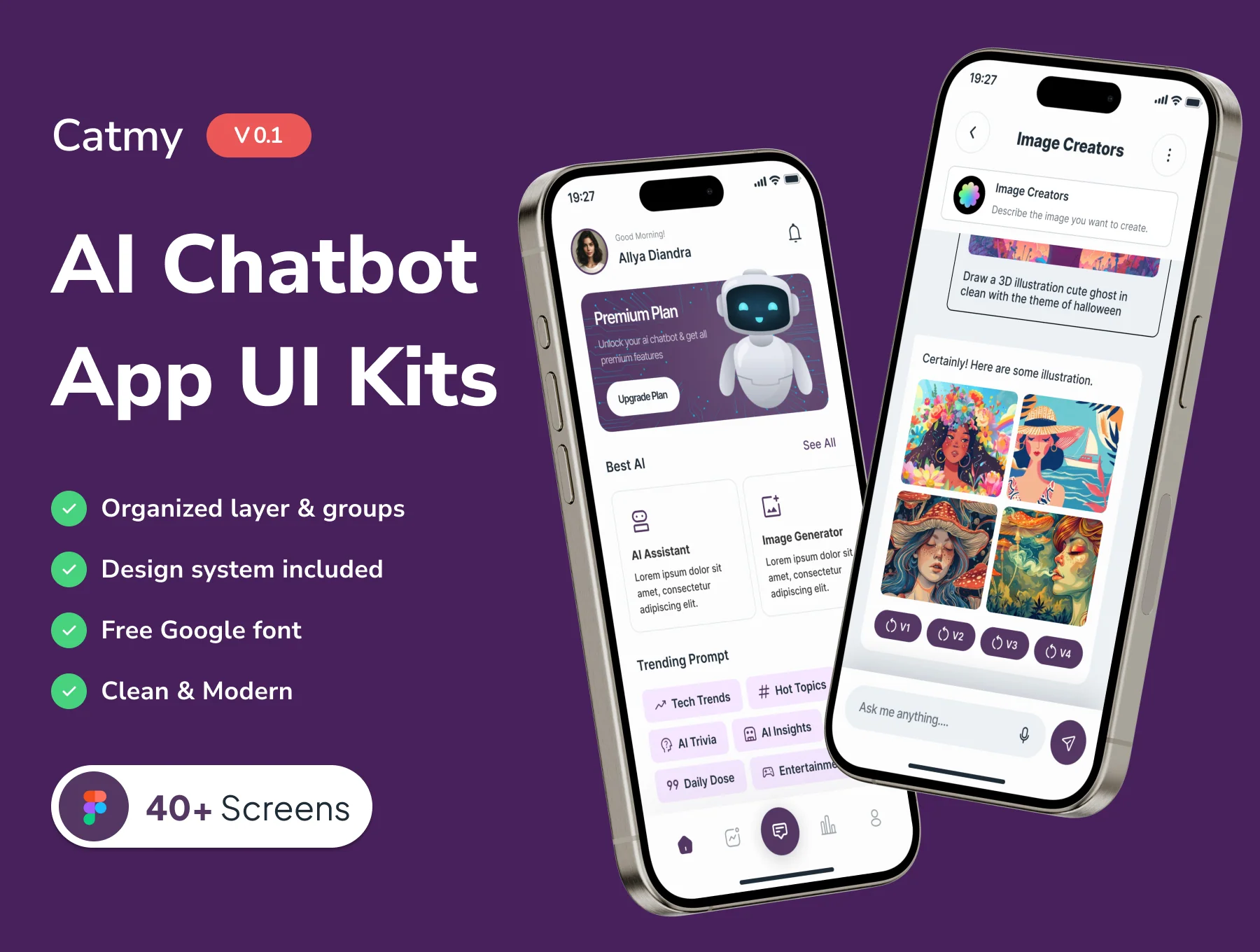 Catmy - AI Chatbot Mobile App UI Kits