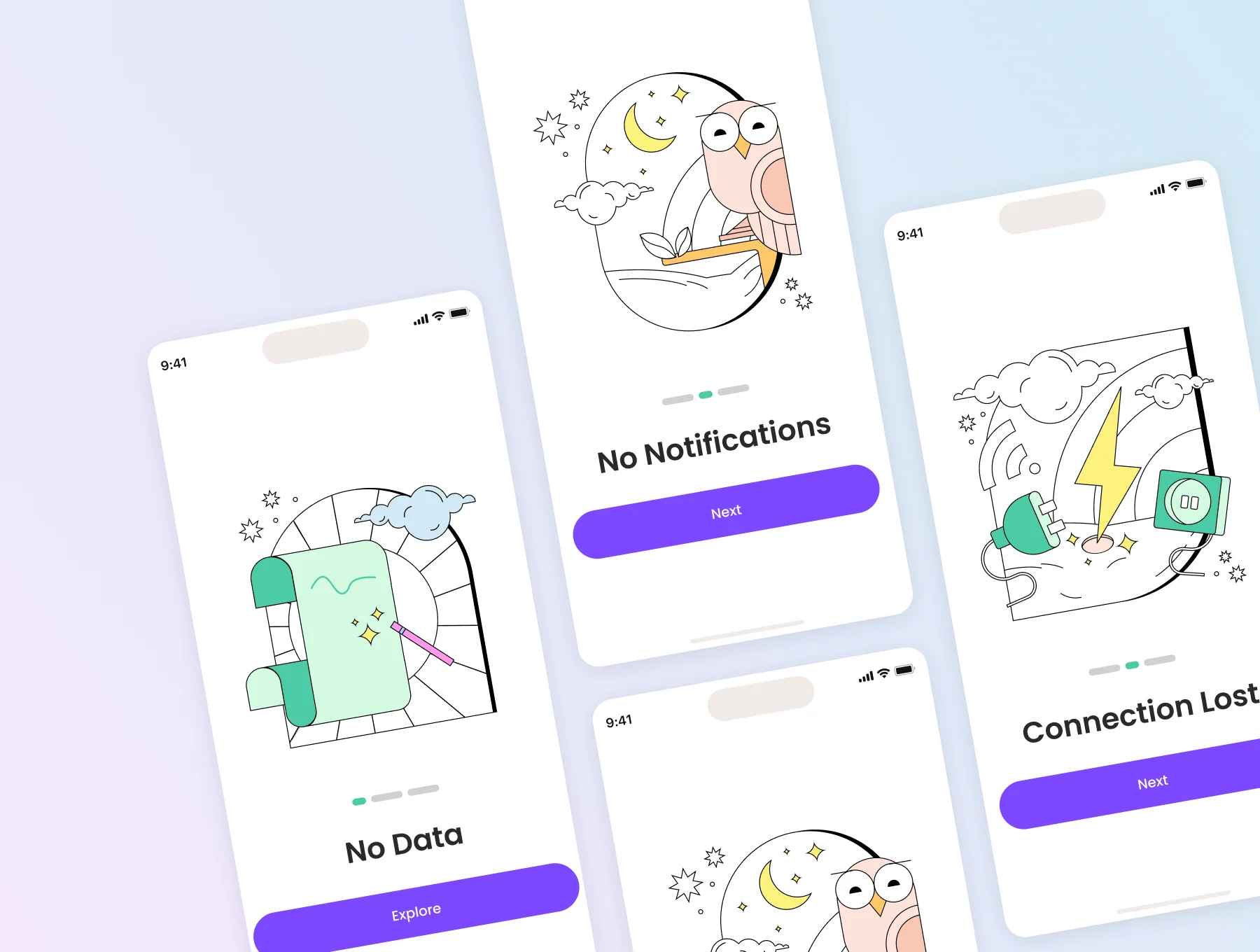 Celestial States – Magical Empty State UI Illustrations