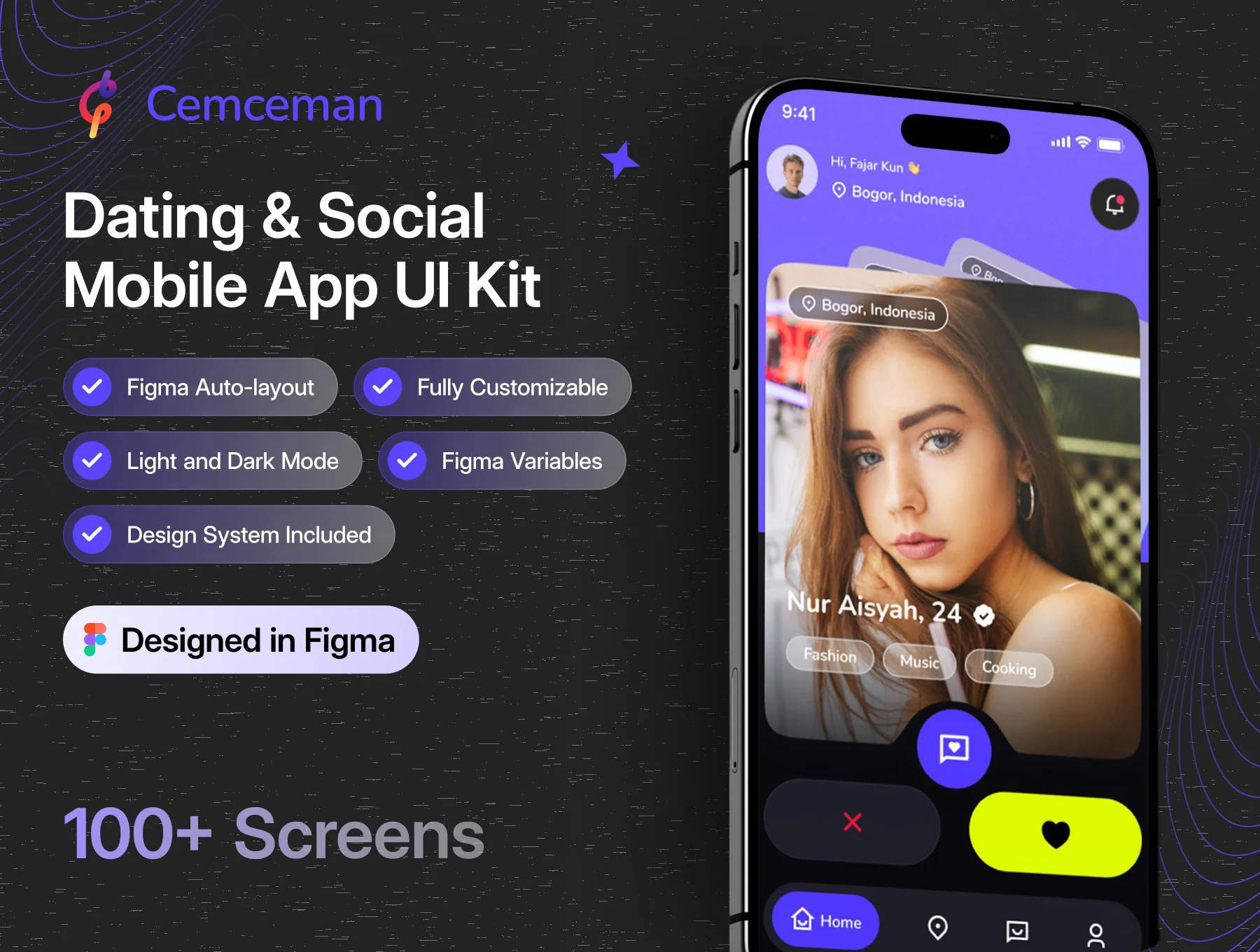 Cemceman - Dating & Social Mobile App UI Kit