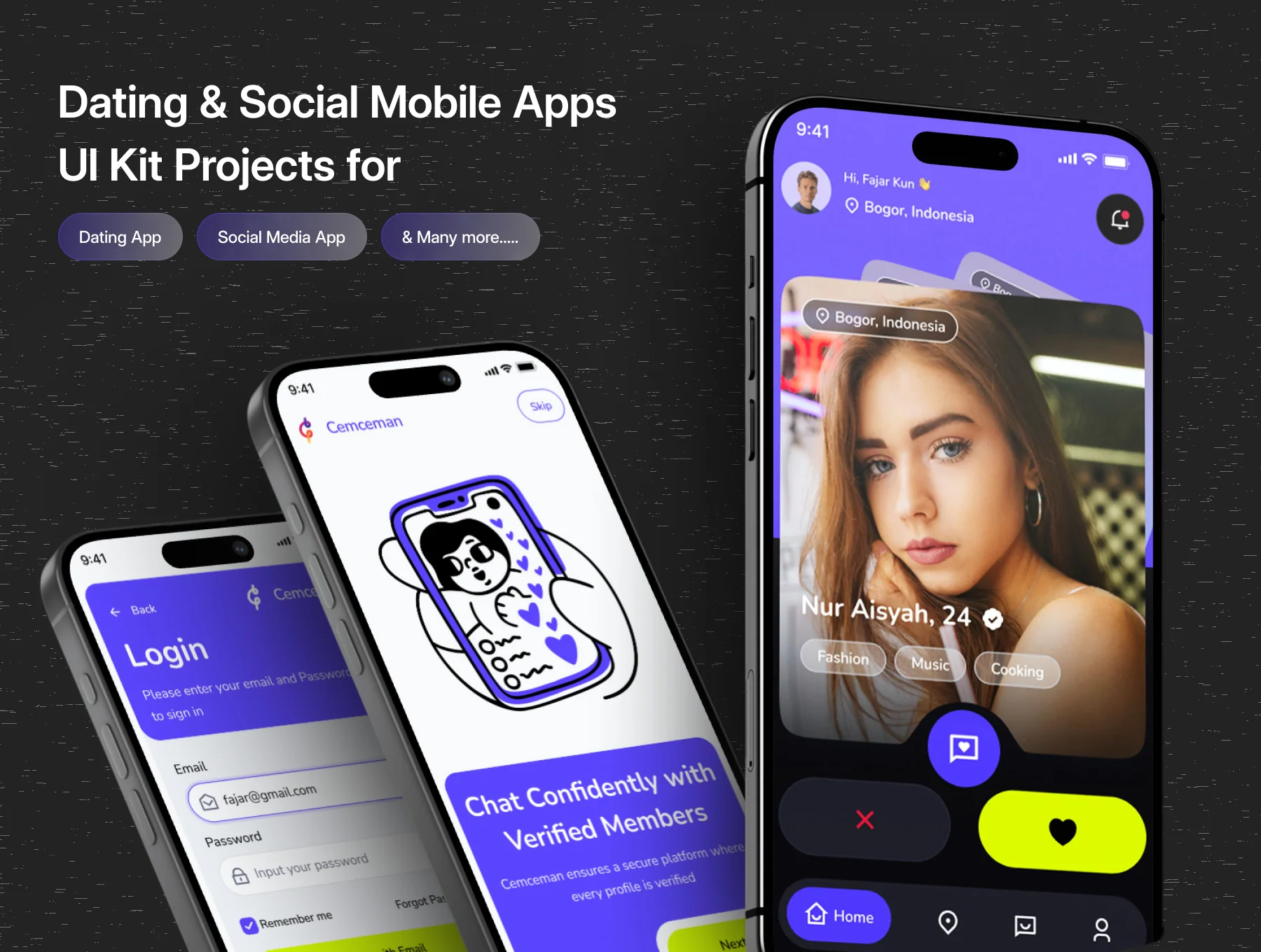 Cemceman - Dating & Social Mobile App UI Kit 5
