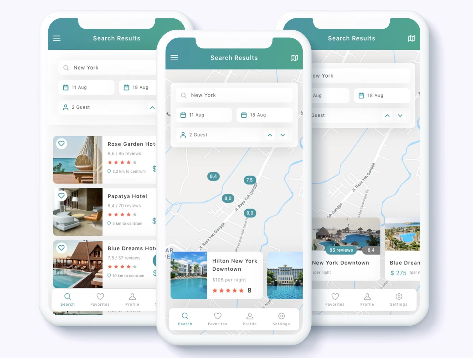 Cesha - Hotel Booking & Reservation App UI Kit 3