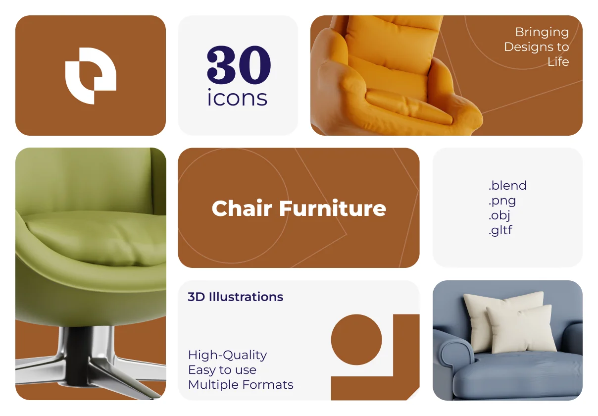 Chairs 3D Icon Set