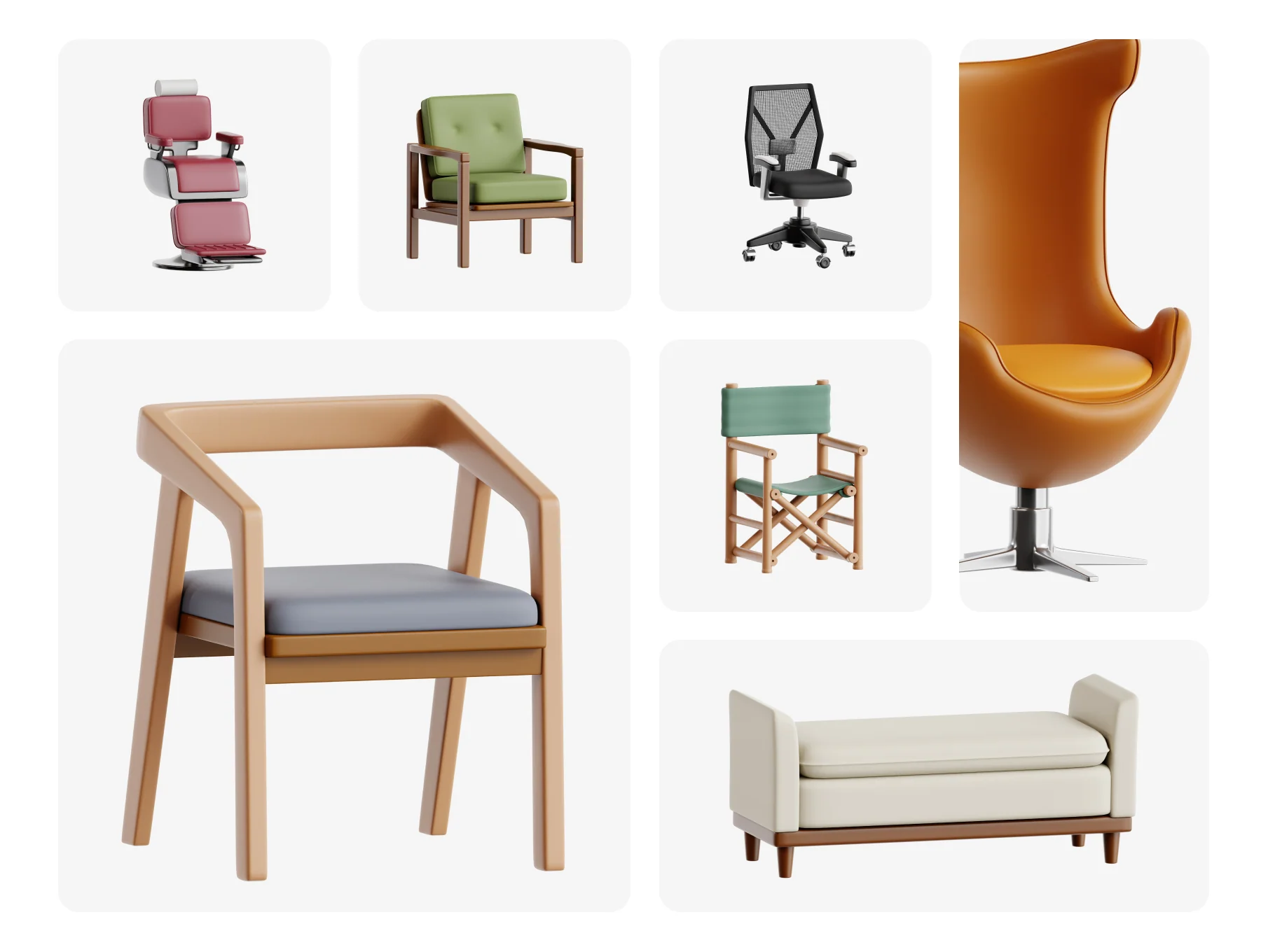 Chairs 3D Icon Set 5