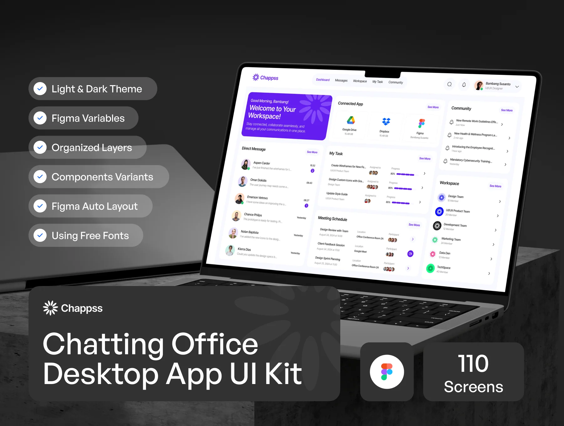 Chapps - Chatting Office Dekstop App UI KIT